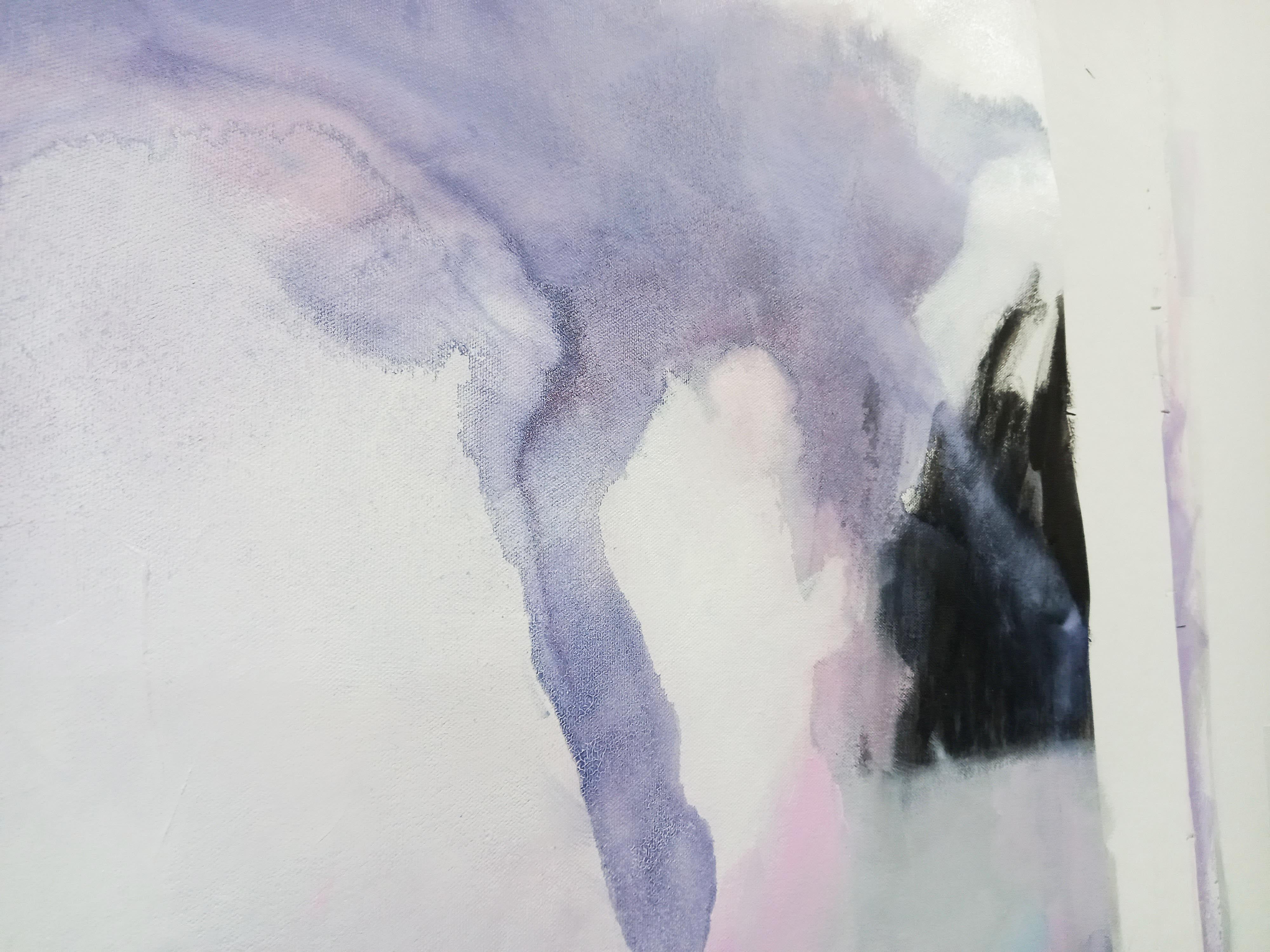 Invisibile (Unsichtbare Worte), Malerei, Acryl auf Leinwand (Grau), Abstract Painting, von Gugi Goo