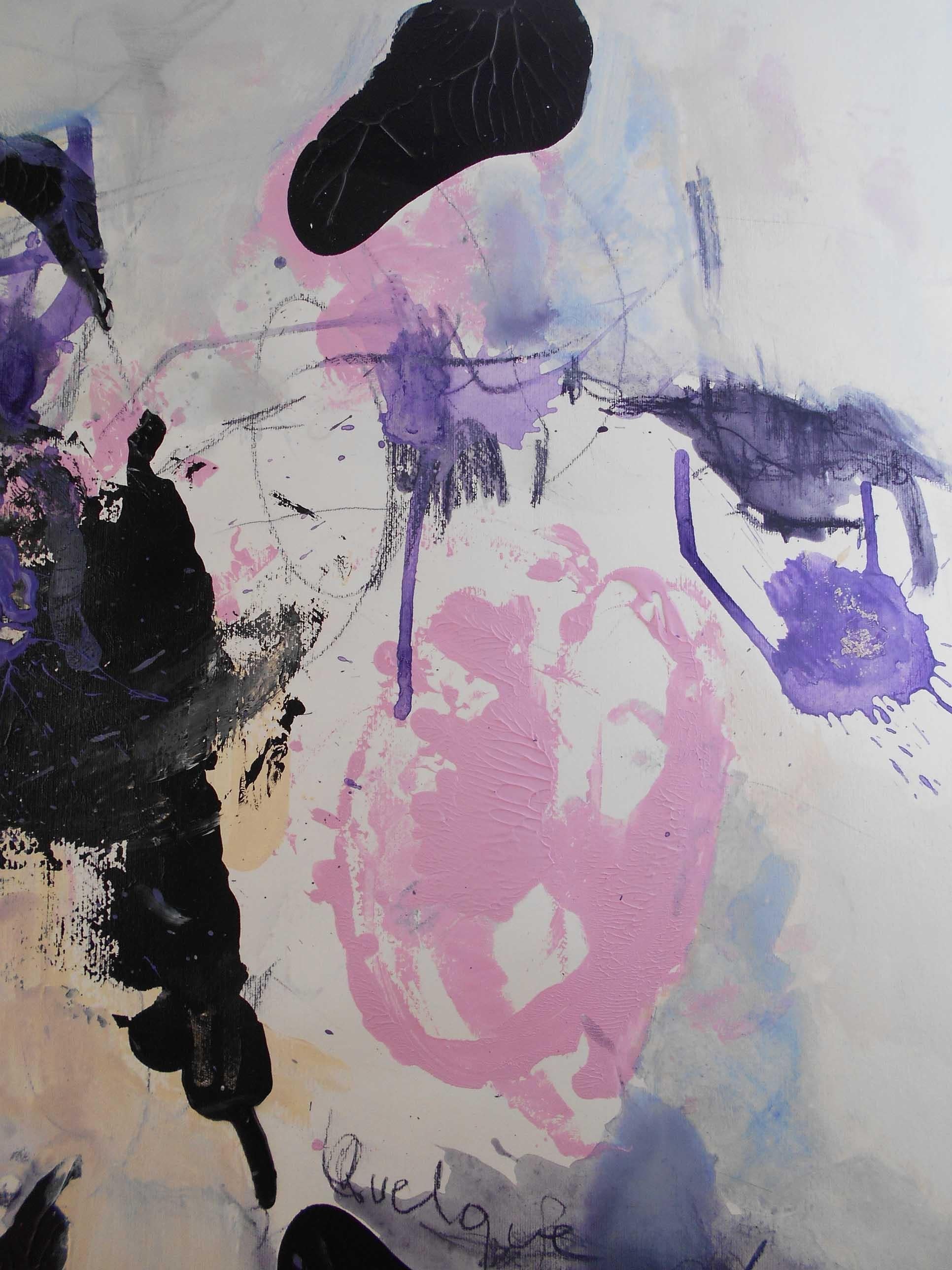Quelque chose remuait en moi..., Peinture, Acrylique sur papier - Abstrait Painting par Gugi Goo