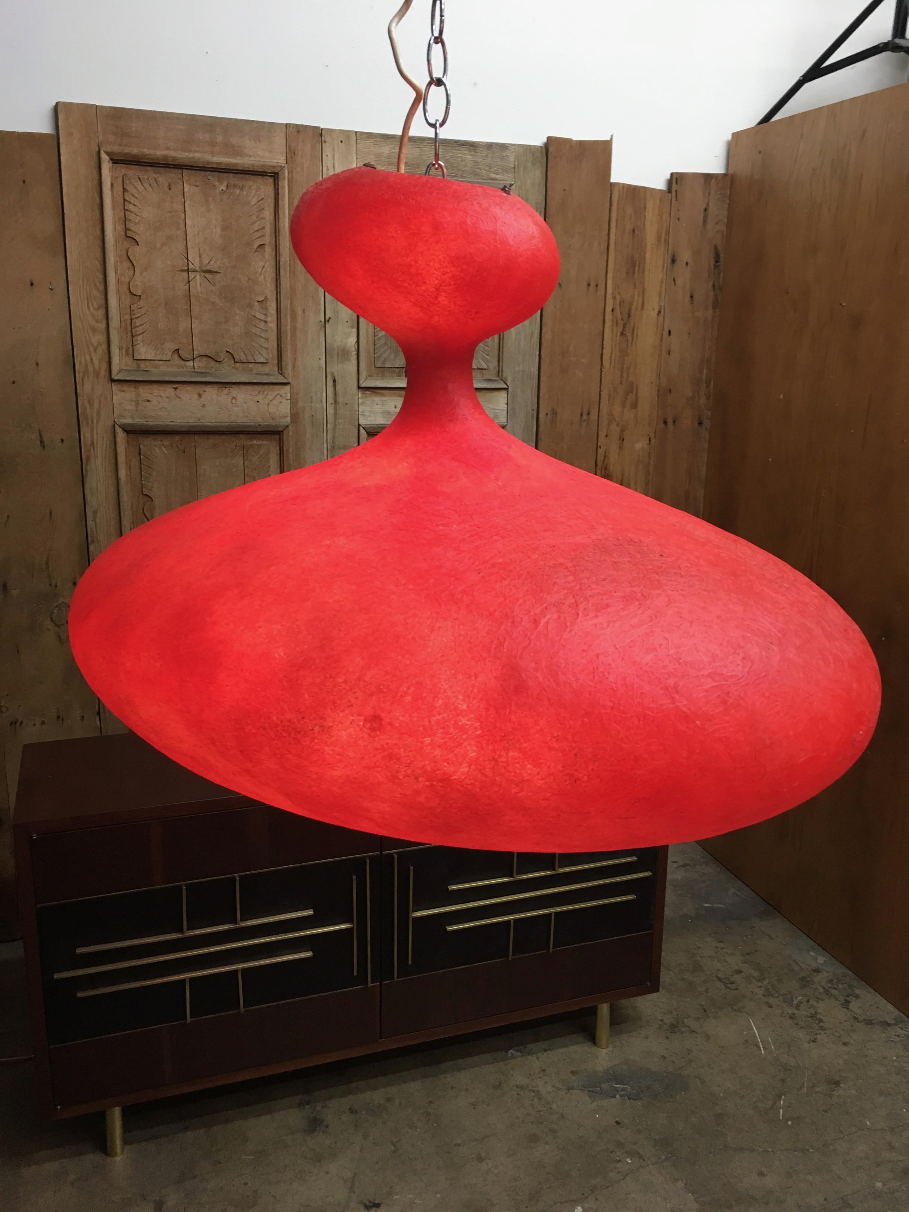 Molded fiberglass ETA pendant lamp made in Italy 1990 by Guglielmo Berchicci. There are 3 available priced separately.