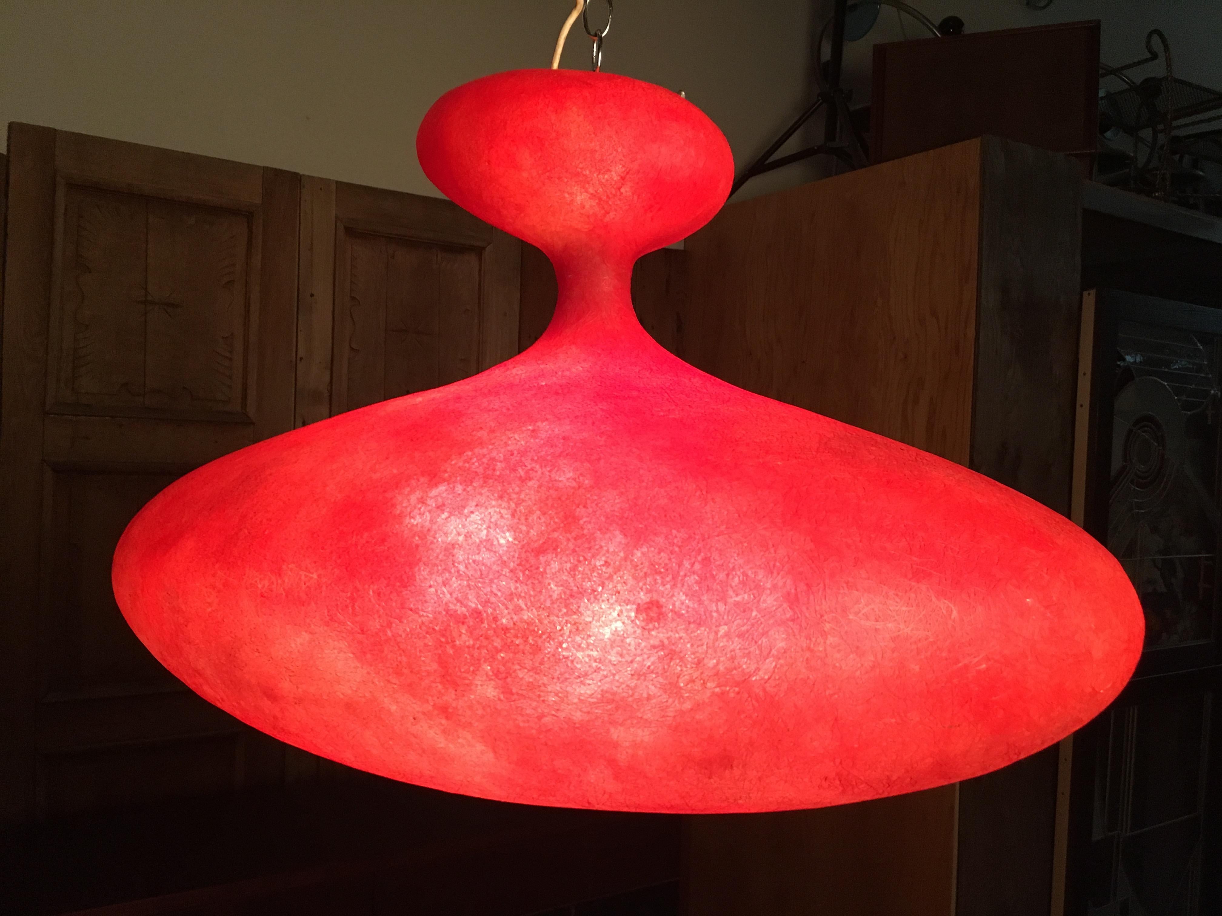 Molded fiberglass ETA pendant lamp made in Italy 1990 by Guglielmo Berchicci. There are 3 available priced separately.