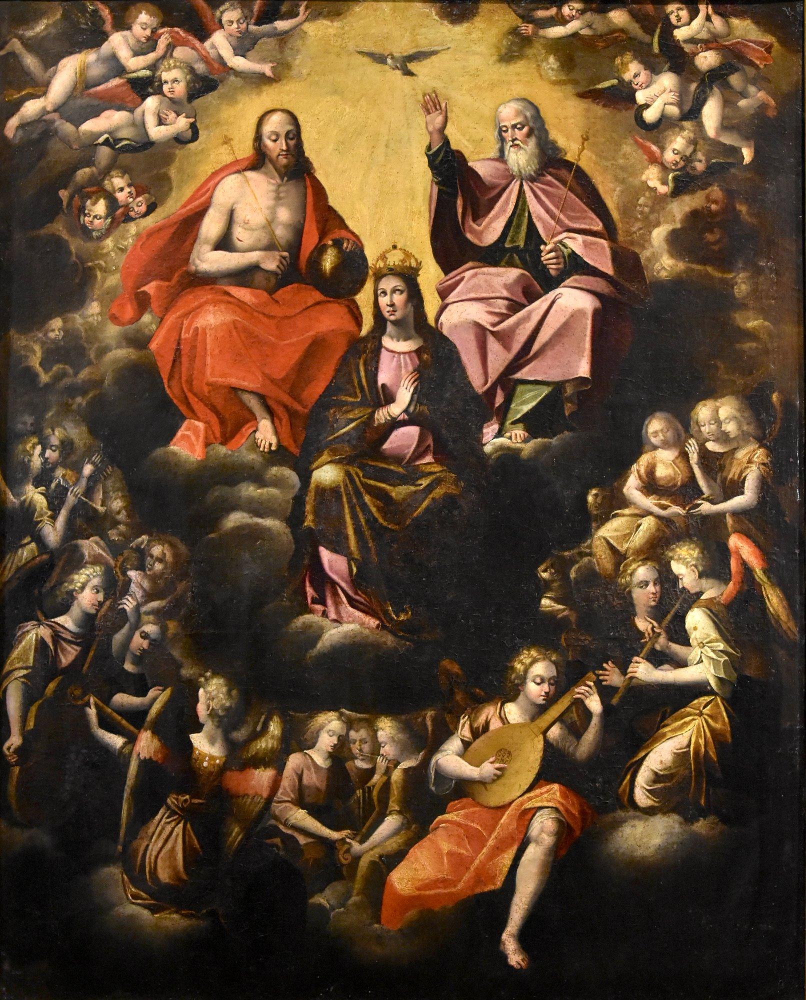 Asunción Virgen Trinidad Caccia Pintura Siglo XVII Óleo sobre lienzo Arte antiguo maestro