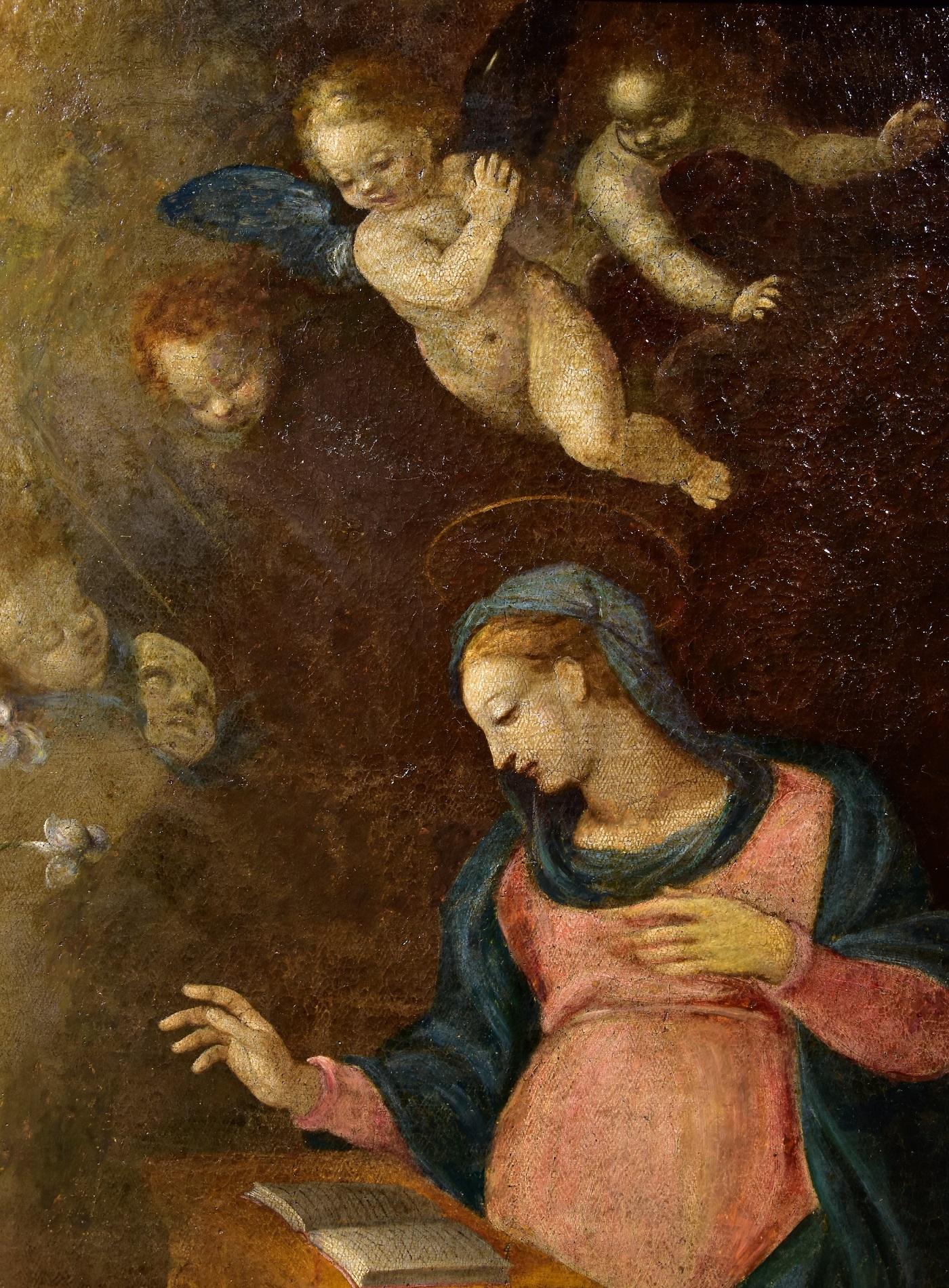 Annunciation Caccia Paint Oil on canvas Old master 16/17th Century Leonardo Art 3