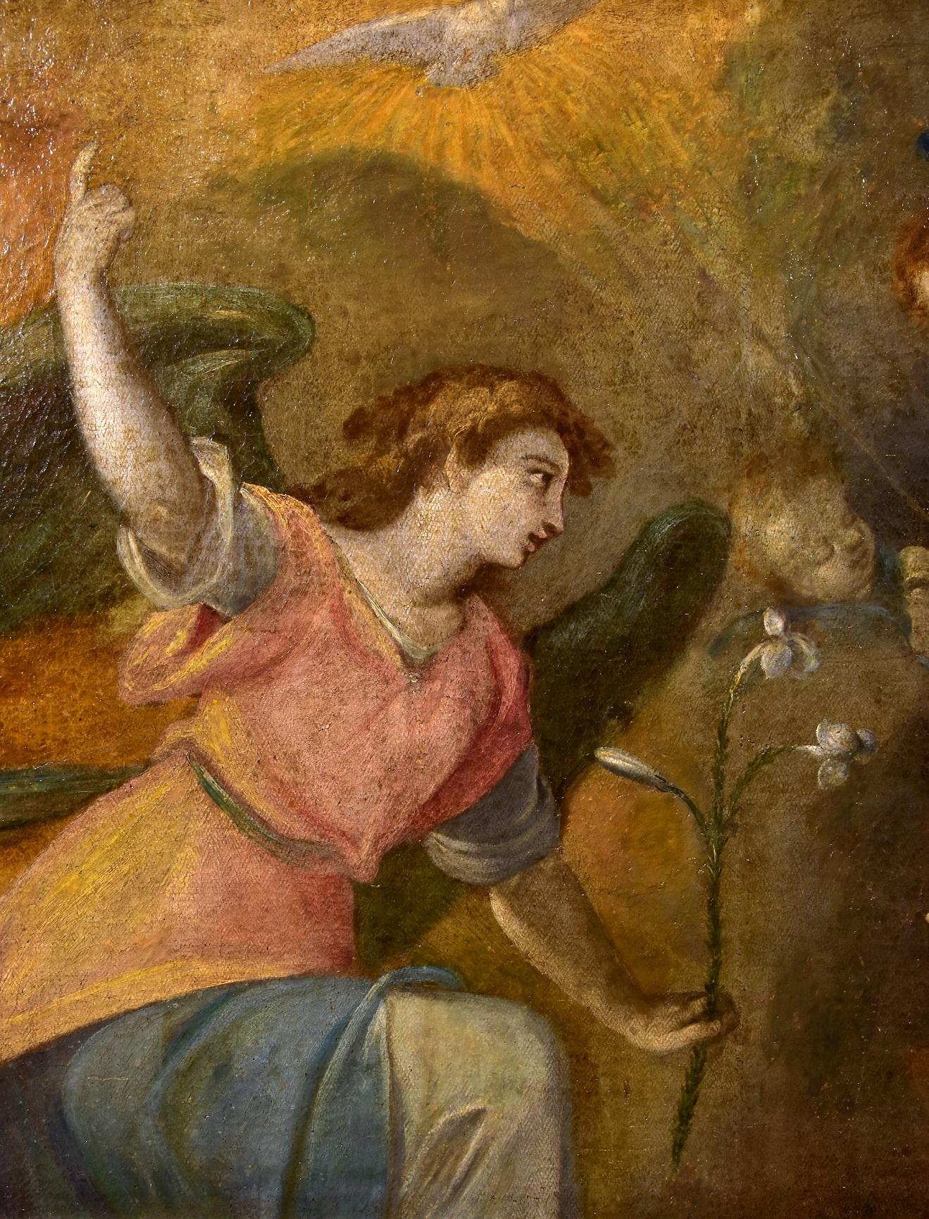 Annunciation Caccia Paint Oil on canvas Old master 16/17th Century Leonardo Art 5