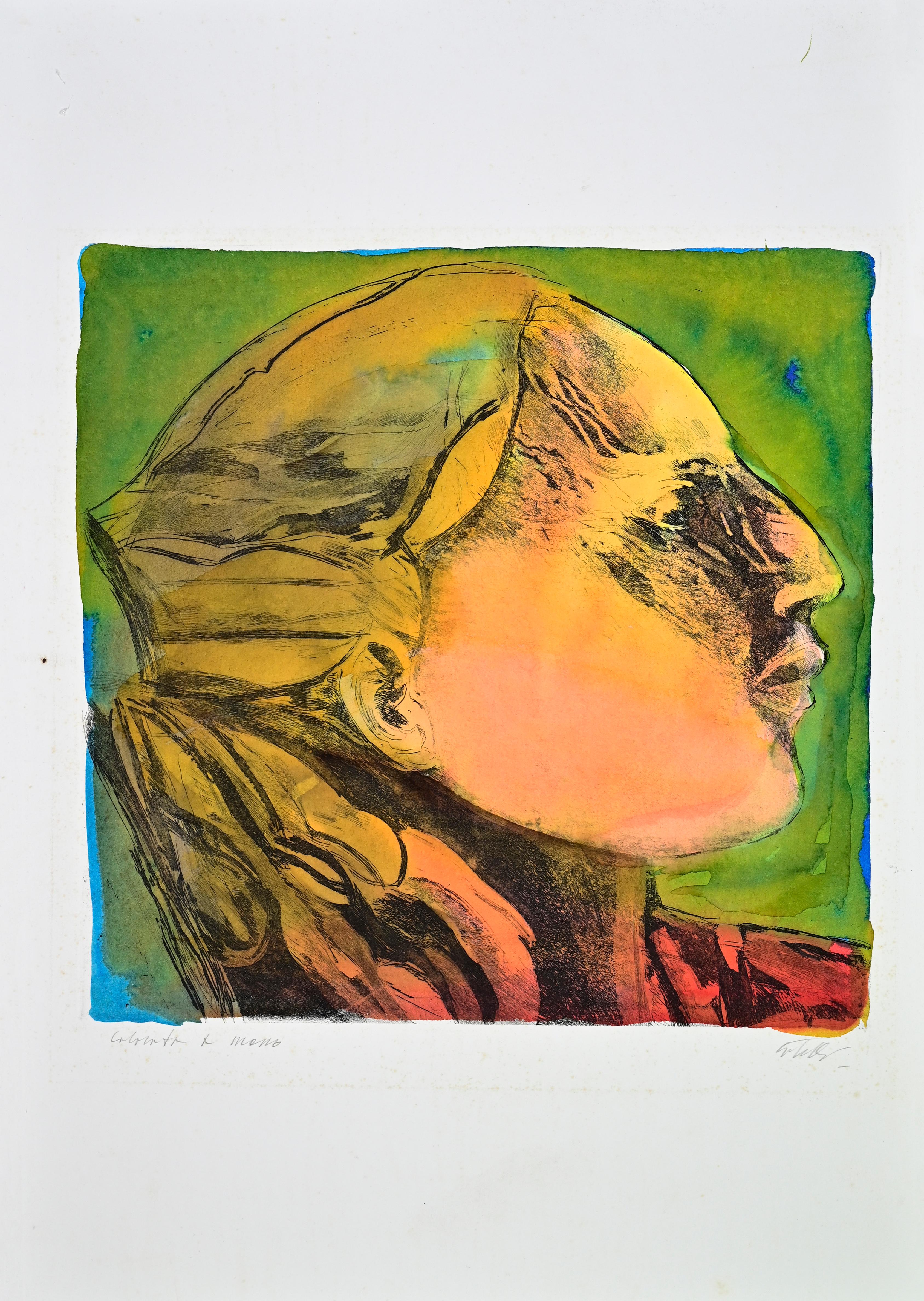 Guglielmo Castelli Portrait Print - Portrait - Etching - 1980s