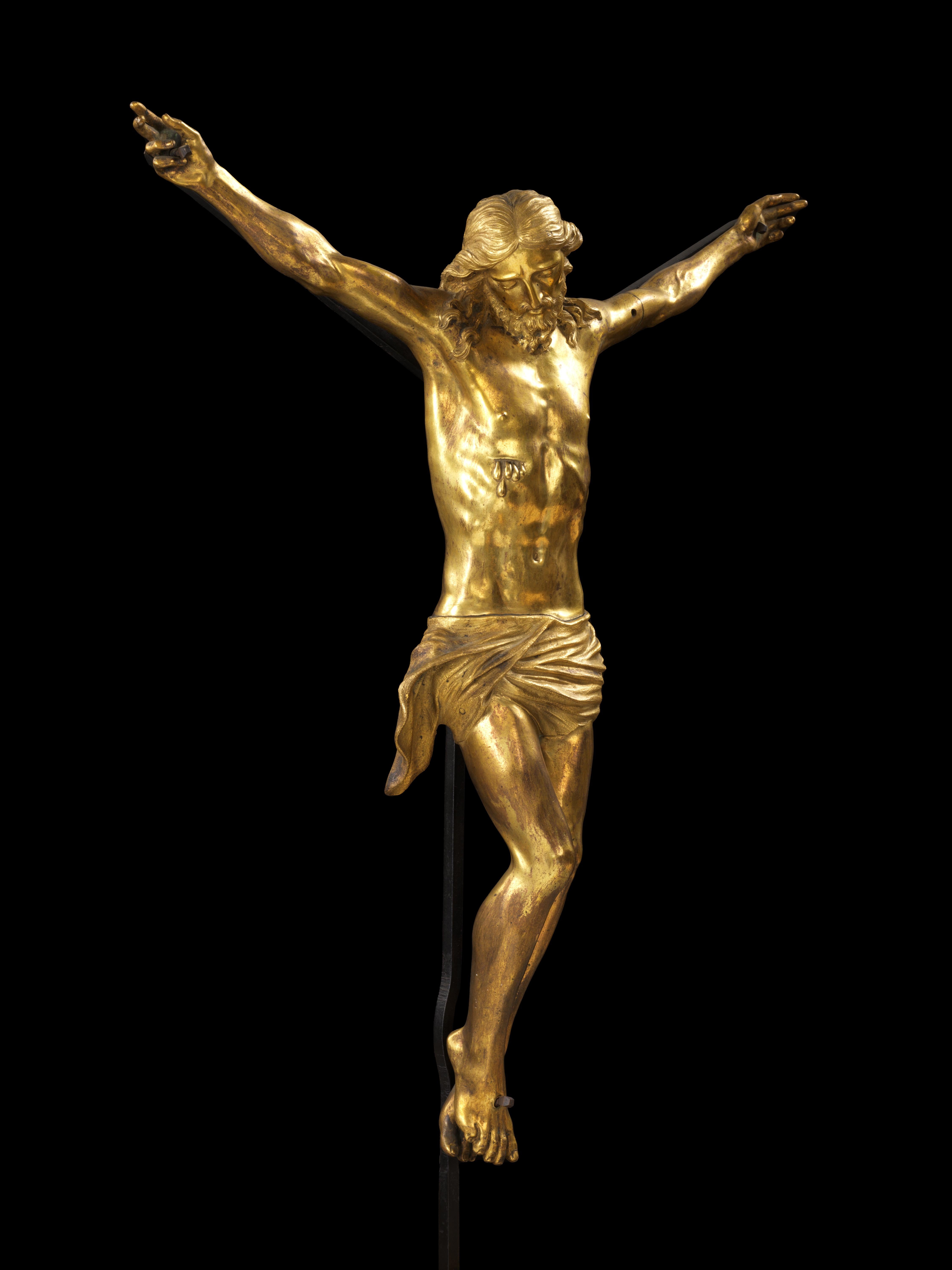 VERGOLDETE BRONZEFIGUR VON CRISTO MORTO ATTR. G DELLA PORTA, italienische RENAISSANCE (Gold), Figurative Sculpture, von Guglielmo della porta