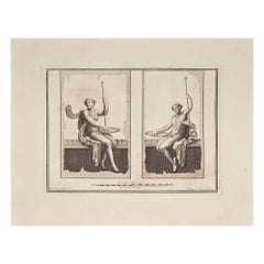 Ancient Roman Fresco Herculaneum - Original Etching G. Morghen  - 18th Century