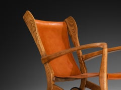 Guglielmo Pecorini Angular Lounge Chair in Ash and Leather