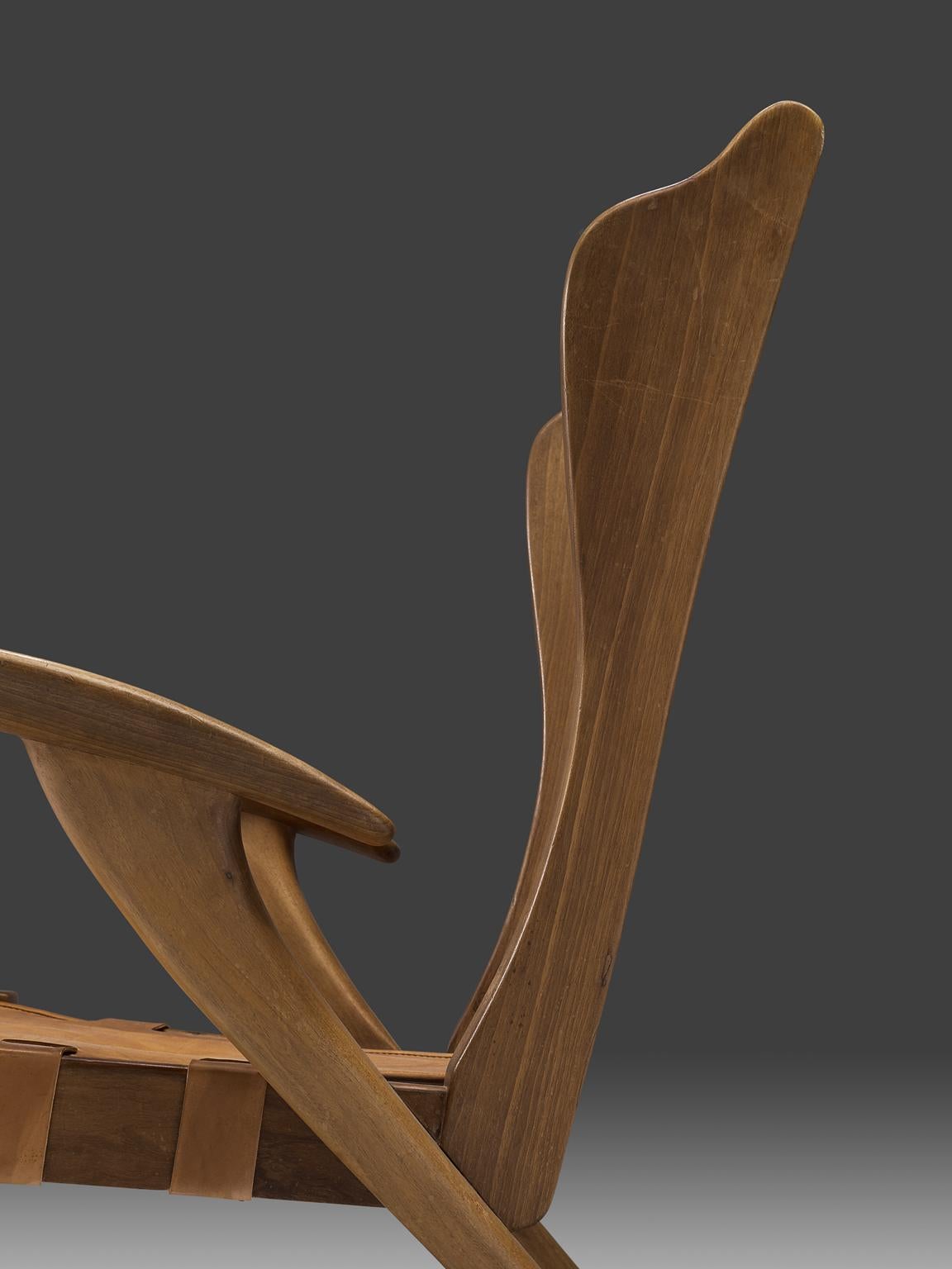 Guglielmo Pecorini Cognac Leather Lounge Chair 2