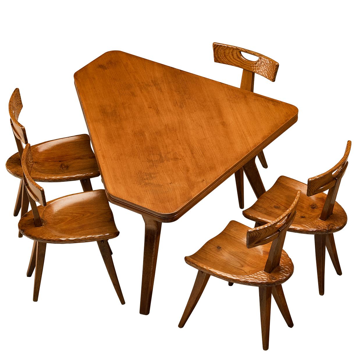 Guglielmo Pecorini Ensemble de salle à manger avec chaises et table en Wood Wood