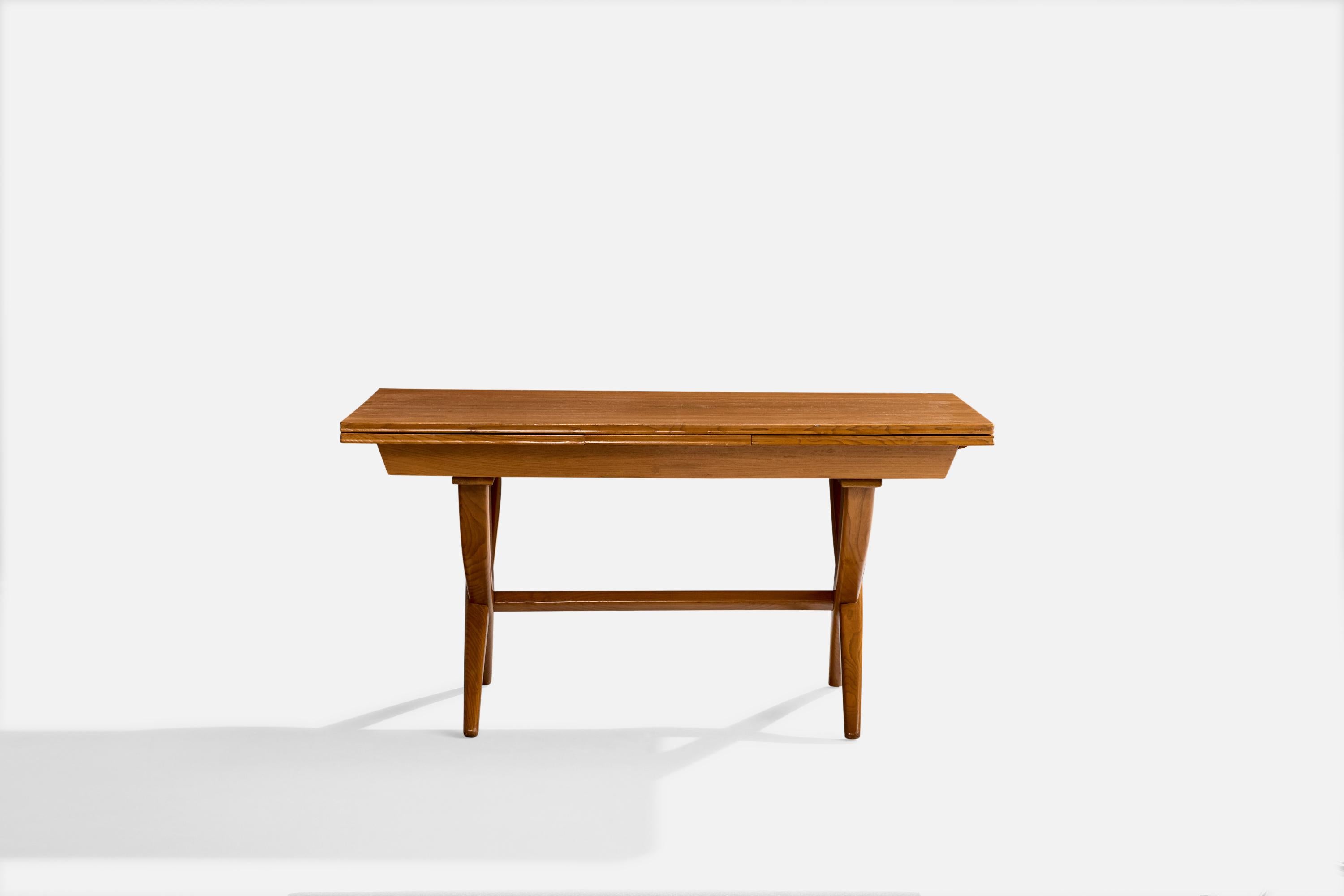 Guglielmo Pecorini, Extendible Dining Table, Oak, Italy, 1951 In Good Condition For Sale In High Point, NC
