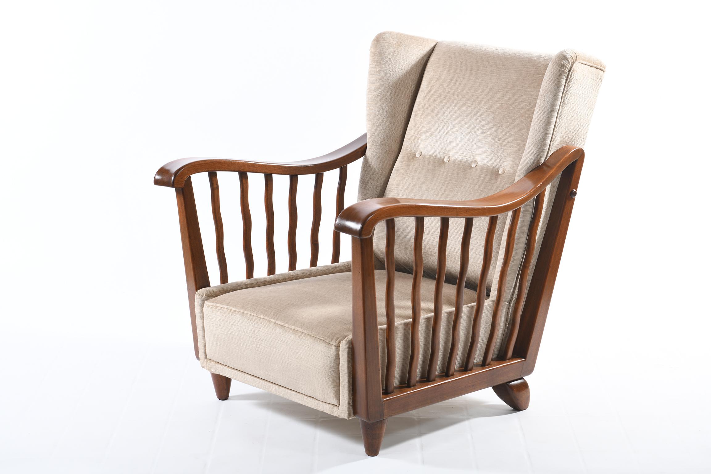 Guglielmo Pecorini Italian Midcentury Four Published Armchairs, Velvet Covered 2