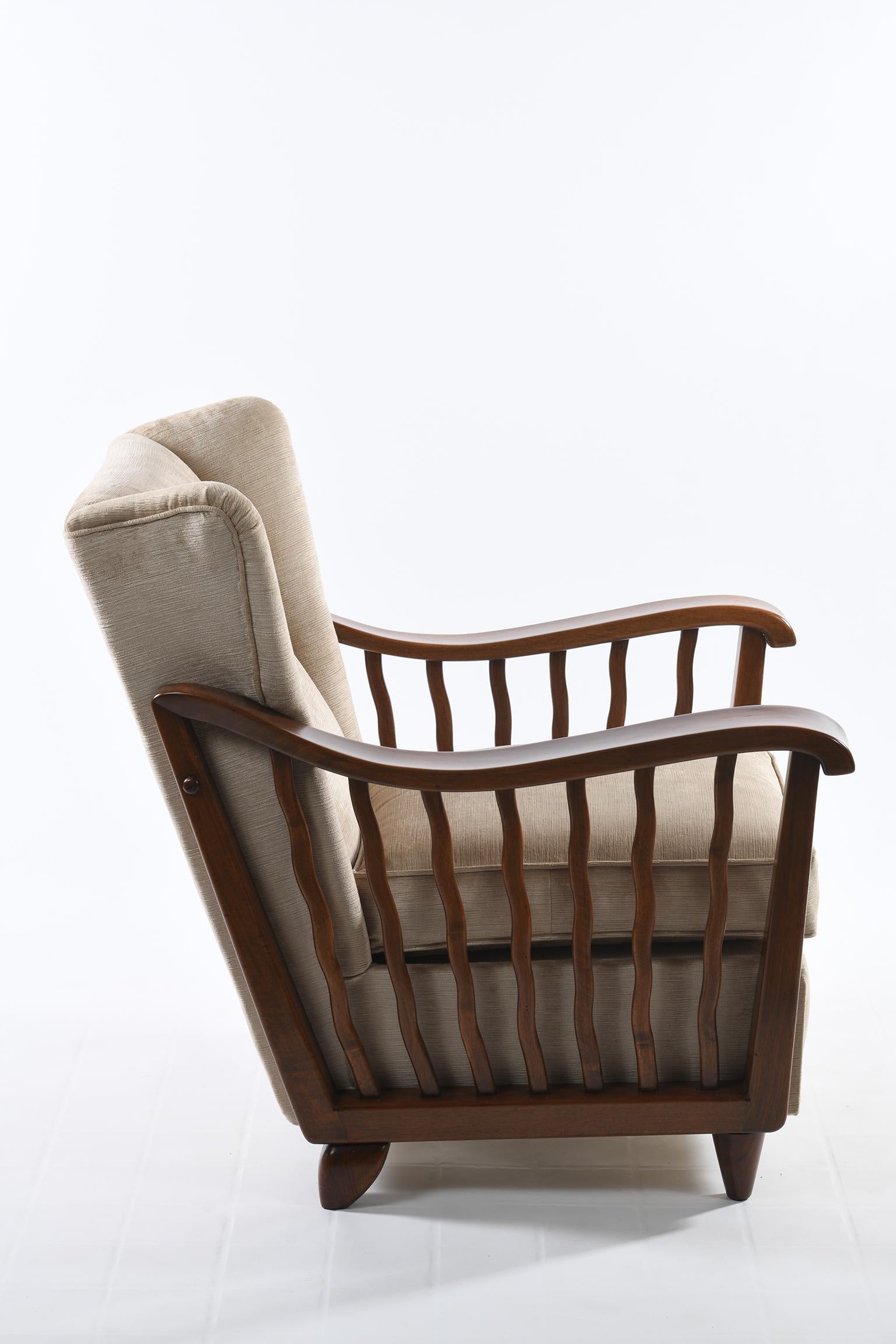 Guglielmo Pecorini Italian Midcentury Four Published Armchairs, Velvet Covered 3