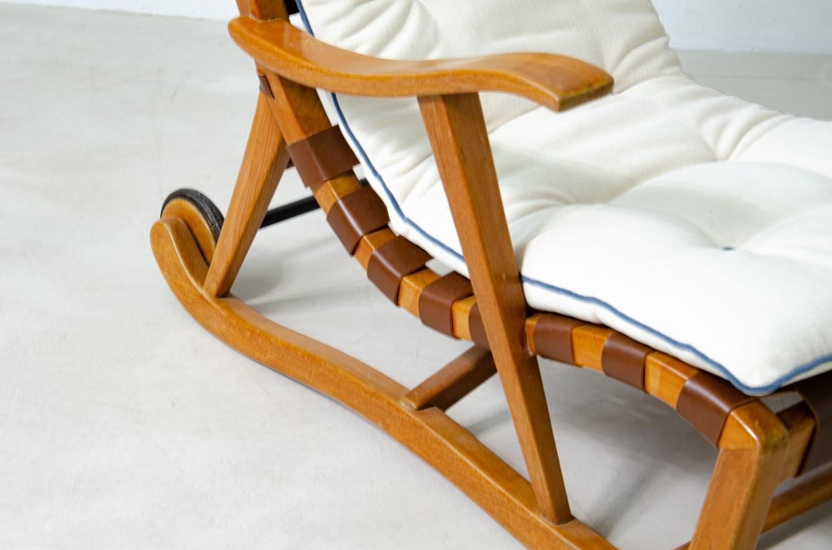 Italian Guglielmo Pecorini rare armchair with wheels For Sale