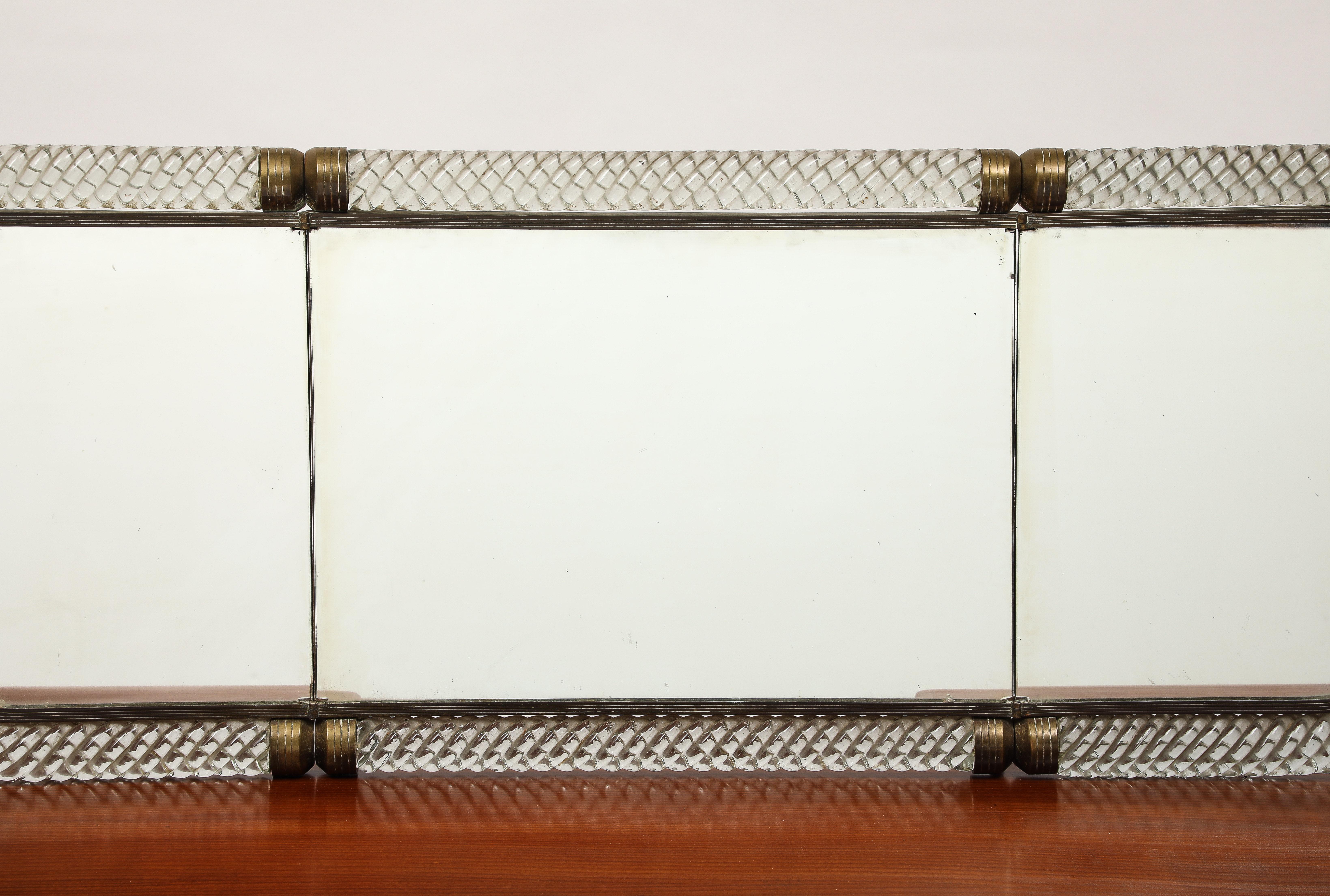 Guglielmo Pecorini Rare Vanity Table Attached Venini Folding Mirror Model No. 21 en vente 3