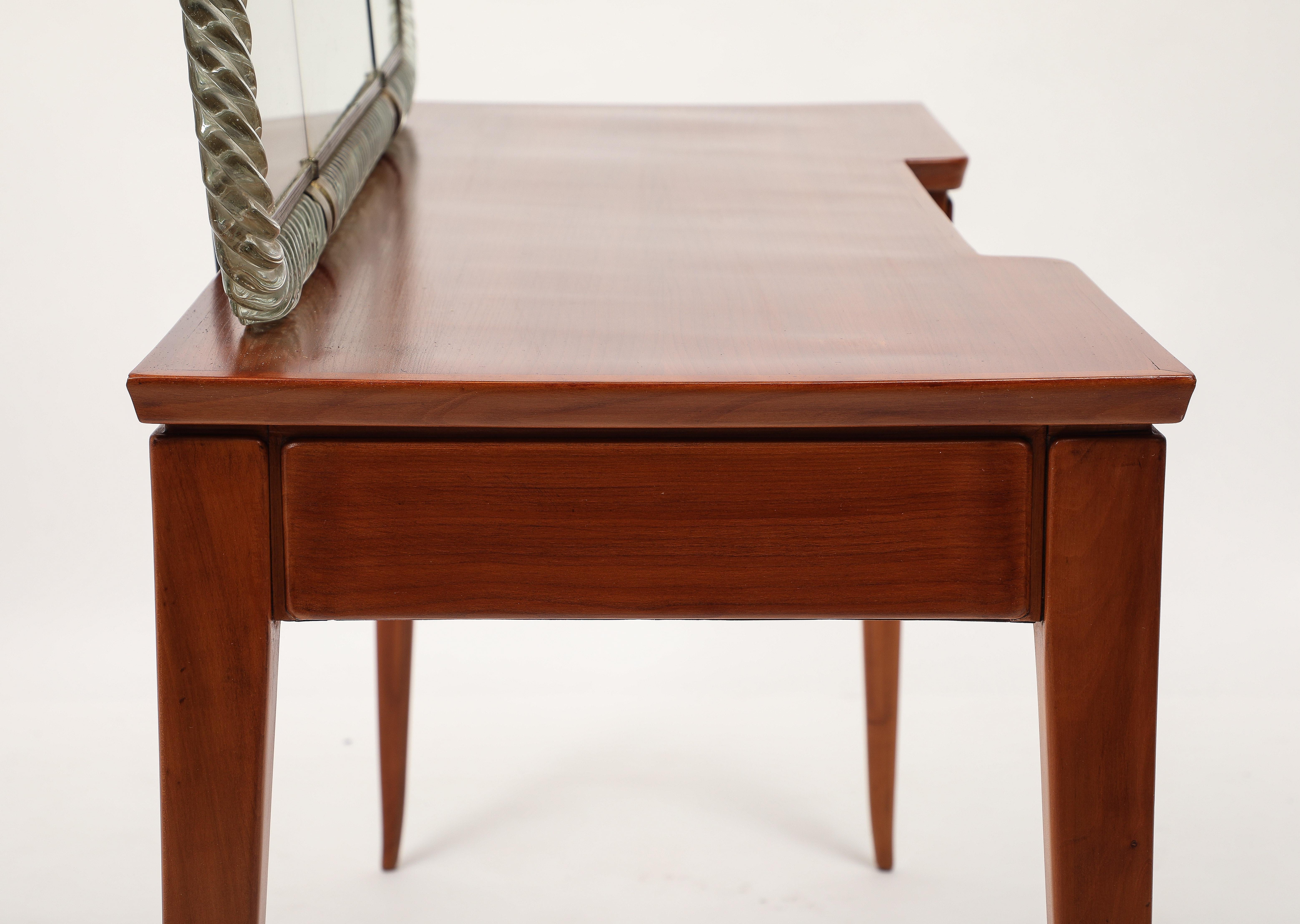 Guglielmo Pecorini Rare Vanity Table Attached Venini Folding Mirror Model No. 21 en vente 9