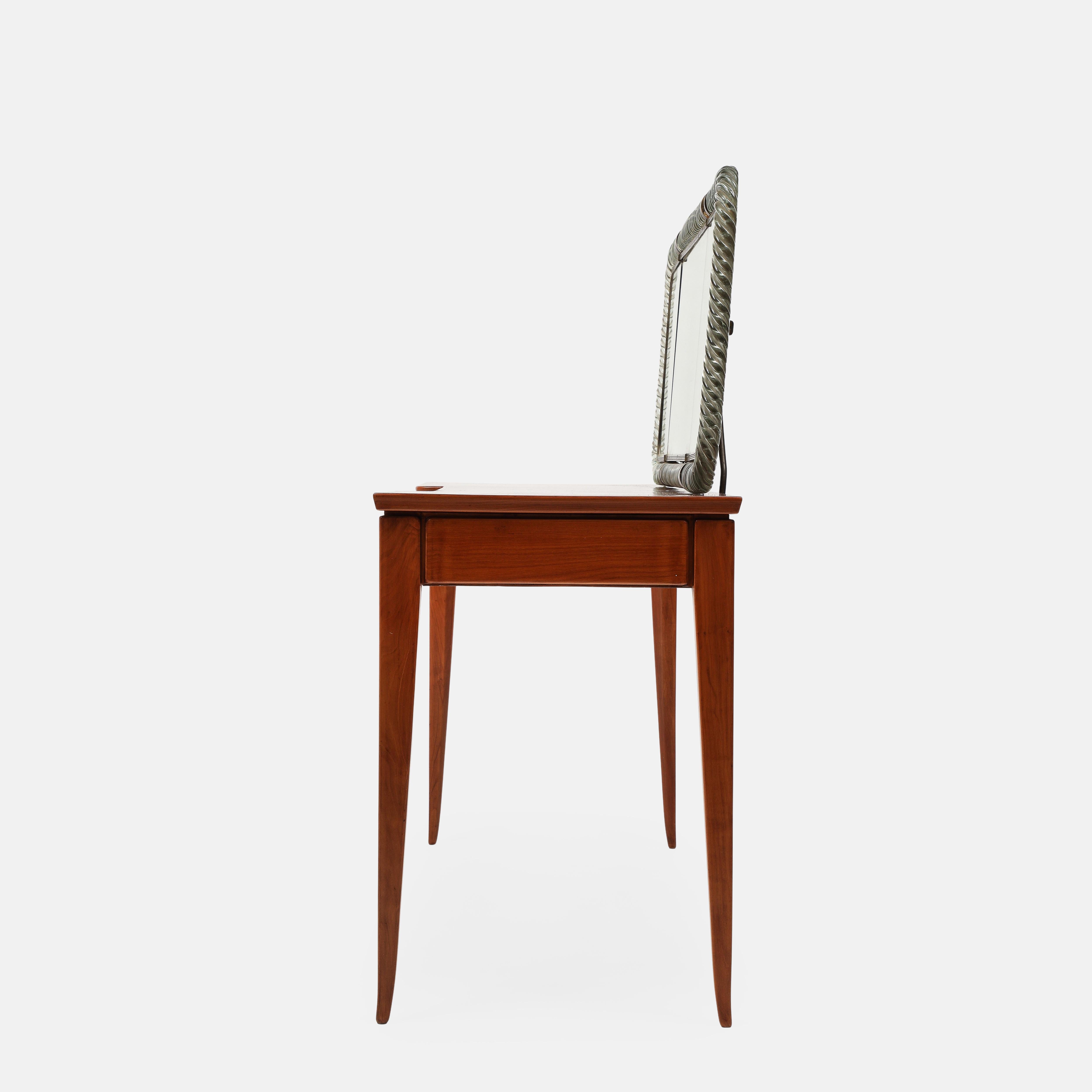 Placage Guglielmo Pecorini Rare Vanity Table Attached Venini Folding Mirror Model No. 21 en vente
