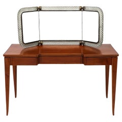 Guglielmo Pecorini Rare Vanity Table Attached Venini Folding Mirror Model No. 21