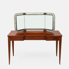 Guglielmo Pecorini Rare Vanity Table Venini Folding Mirror Model No. 21 und Stuhl