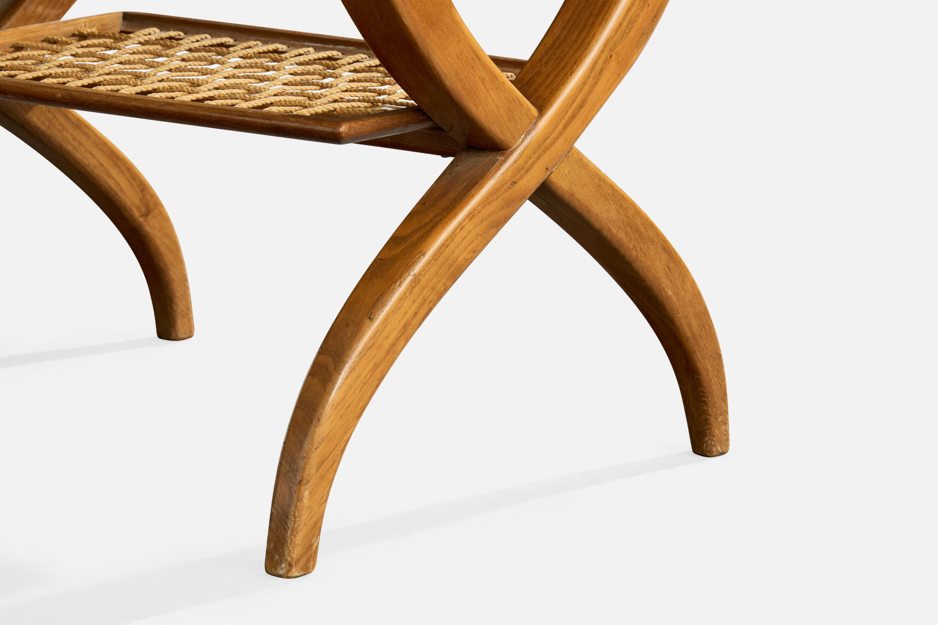Guglielmo Pecorini, Side Table, Wood, Rope, Italy, 1950s en vente 2