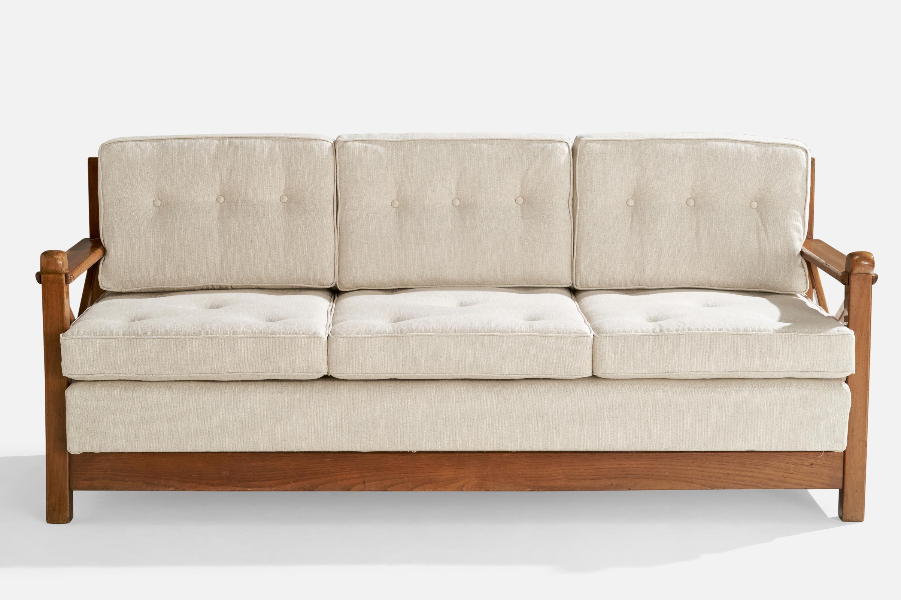 Guglielmo Pecorini, Sofa, Holz, Stoff, Italien, 1954 (Moderne der Mitte des Jahrhunderts) im Angebot