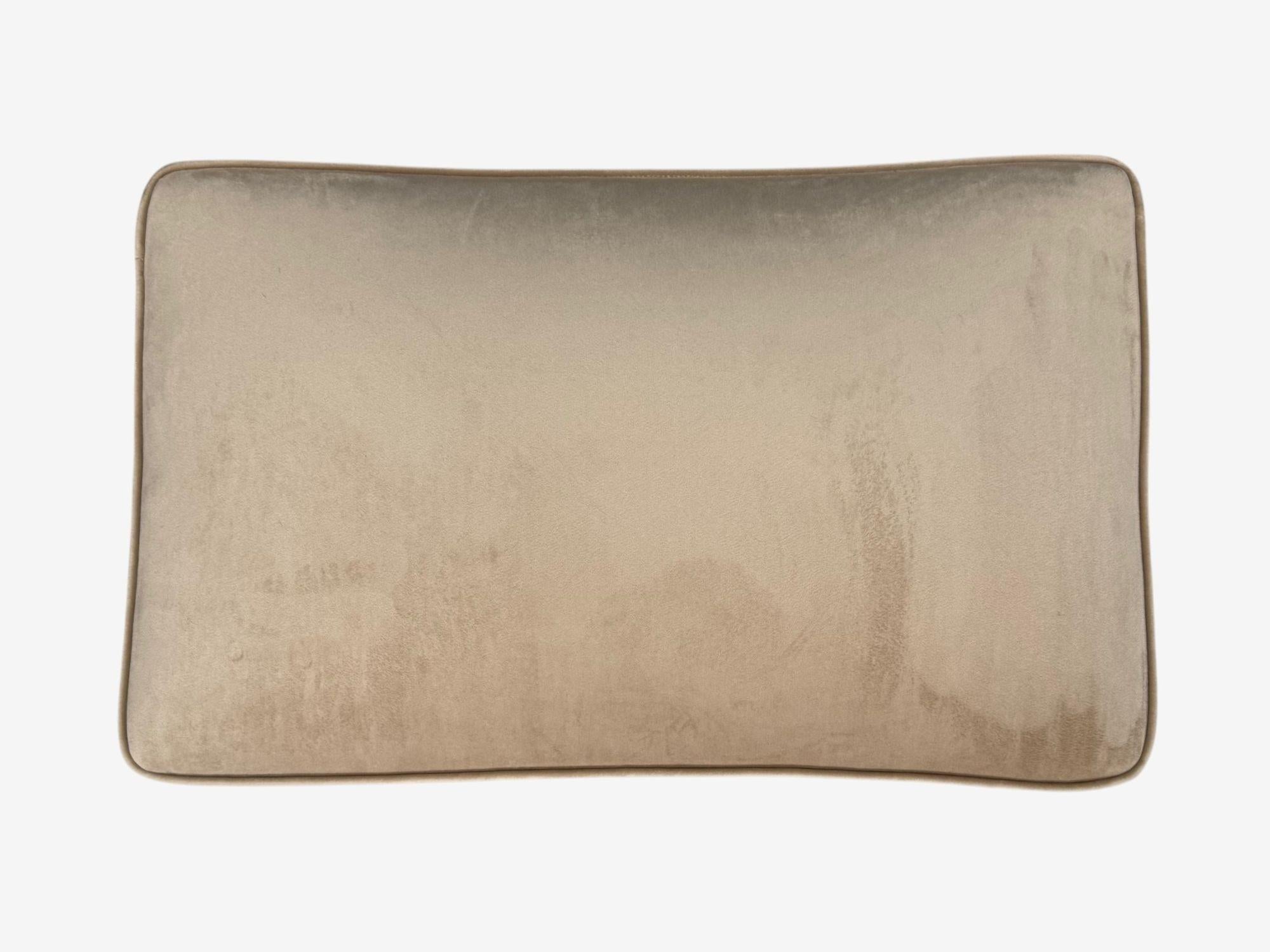 Guglielmo Pecorini, Gebeiztes Holz, Beige Samt, Ottomane, Italien, 1950er Jahre im Angebot 2