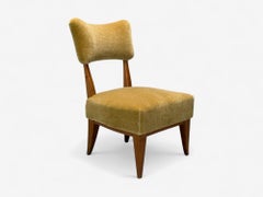 Guglielmo Pecorini, Stained Wood, Camel Mohair, Low Lounge Chair, Italy, 1950s
