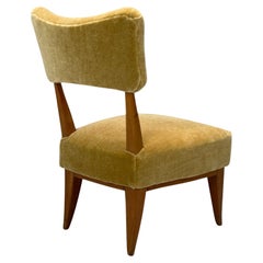 Guglielmo Pecorini, Gebeiztes Holz, Kamel Mohair, Niedriger Sessel, Italien, 1950er Jahre