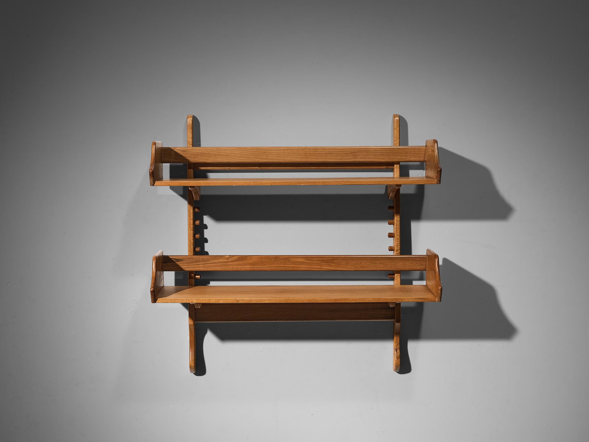 Mid-20th Century Guglielmo Pecorini Wall Shelf in Walnut 