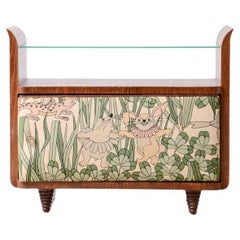Guglielmo Pecorini's small rare container unit in scratched oak and fabric