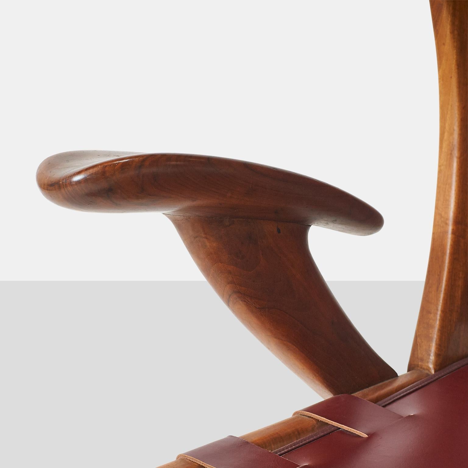 Milieu du XXe siècle Paire de fauteuils à dossier haut de Guglielmo Pecorini en vente