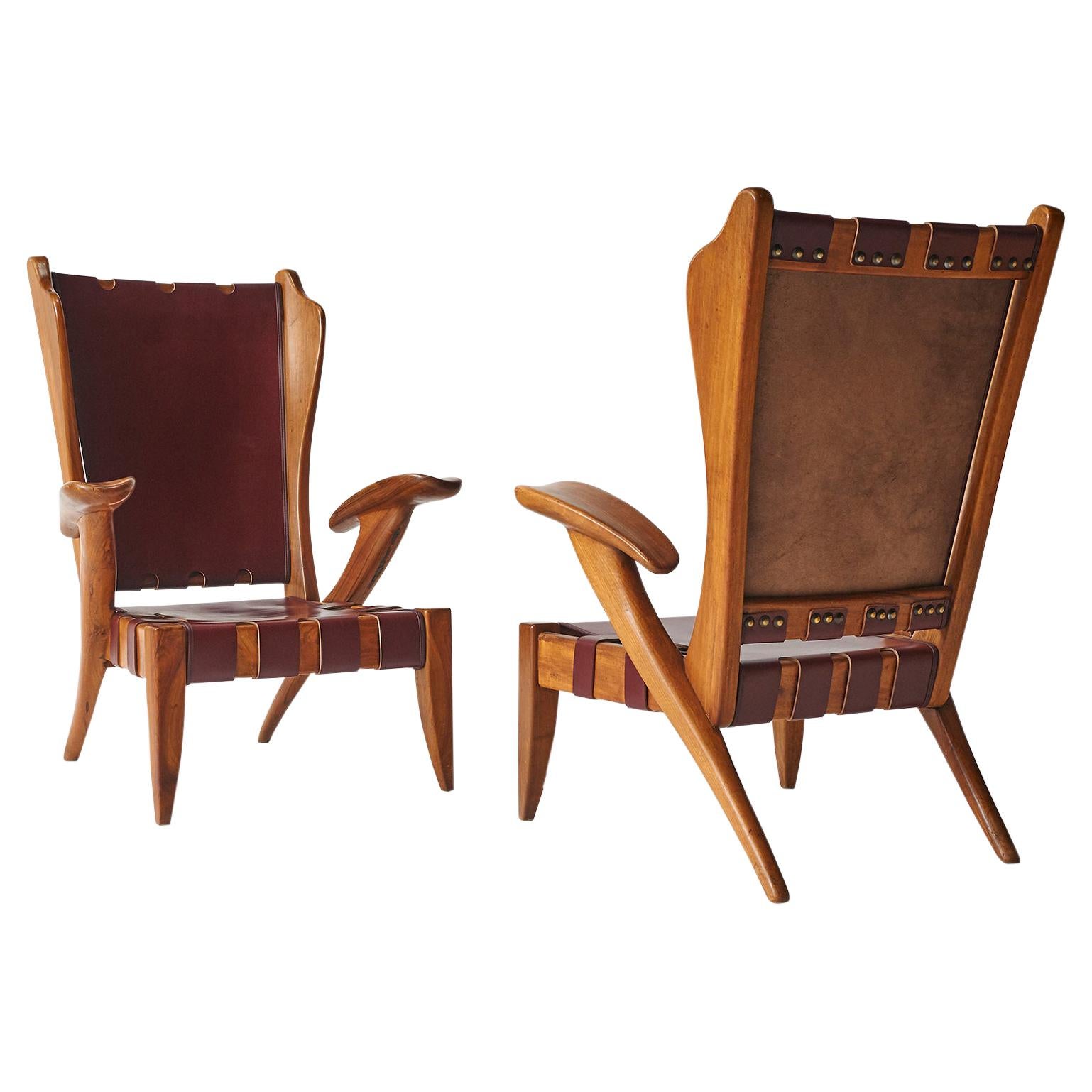 Pair of Highback Armchairs by Guglielmo Pecorini For Sale