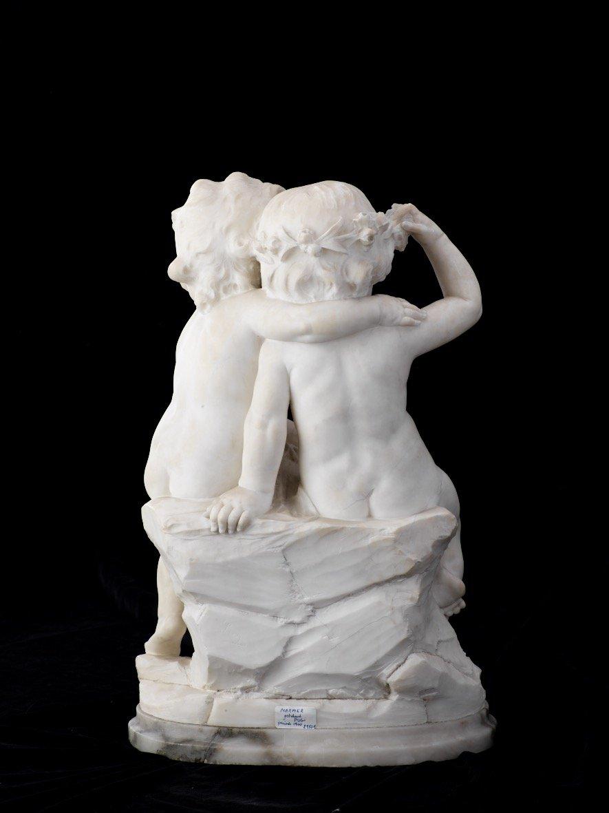 Fin du 19e siècle, Guglielmo Pugi, Sculpture italienne en marbre représentant deux filles 5
