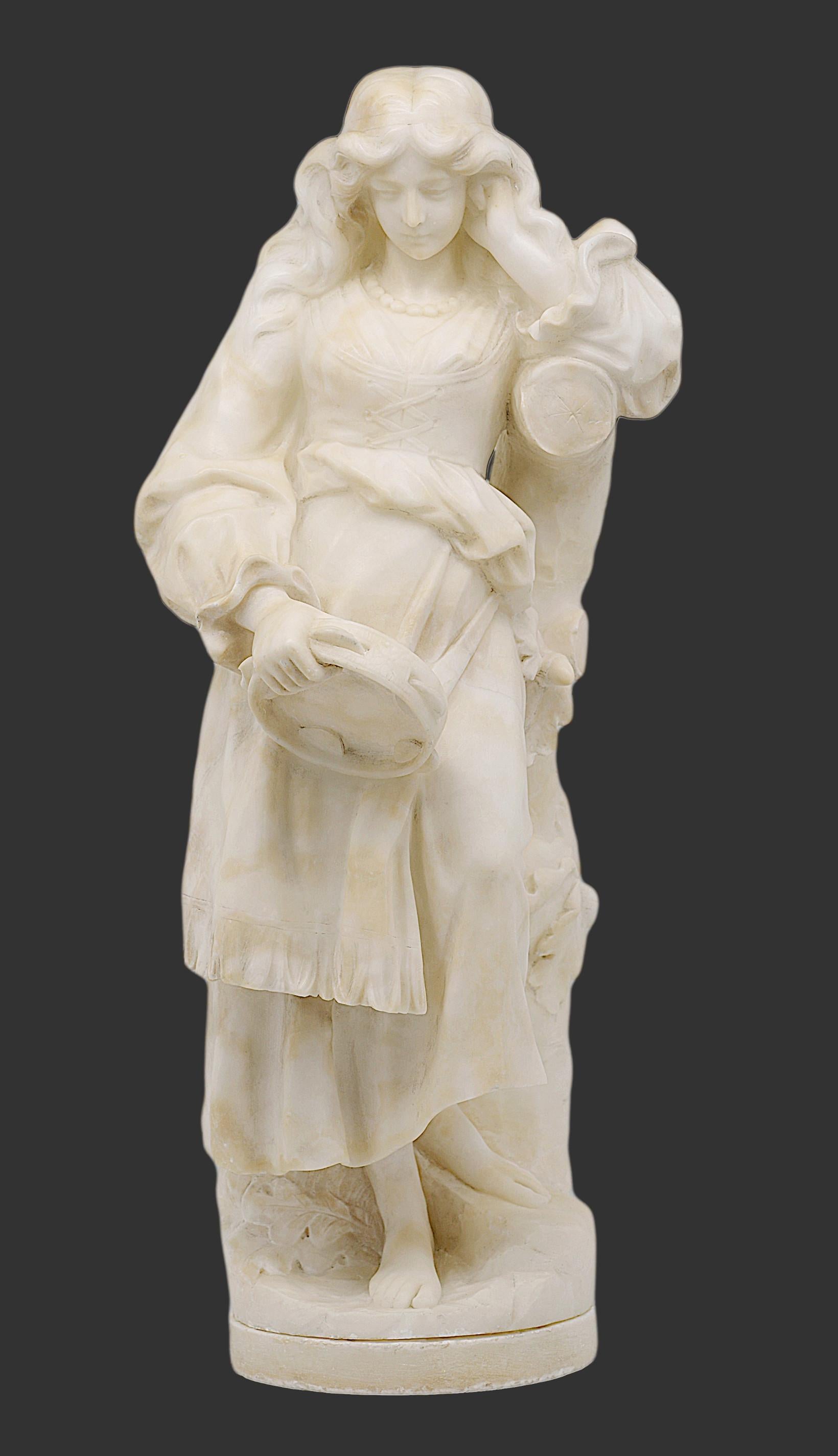 Guglielmo PUGI Escultura de joven gitano con pandereta, década de 1880 Art Nouveau en venta