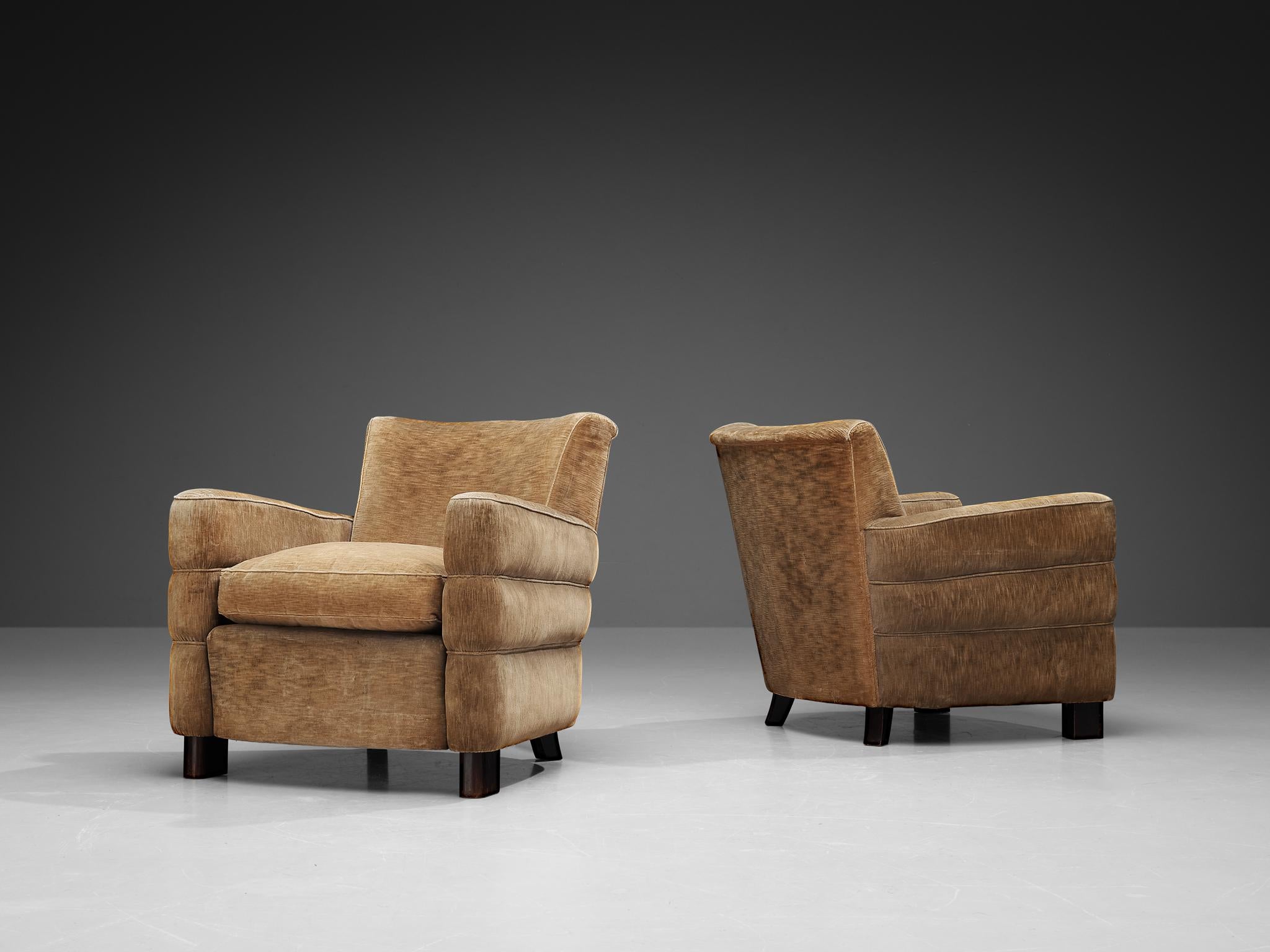 Mid-20th Century Guglielmo Ulrich Art Deco Lounge Chairs in Beige Upholstery