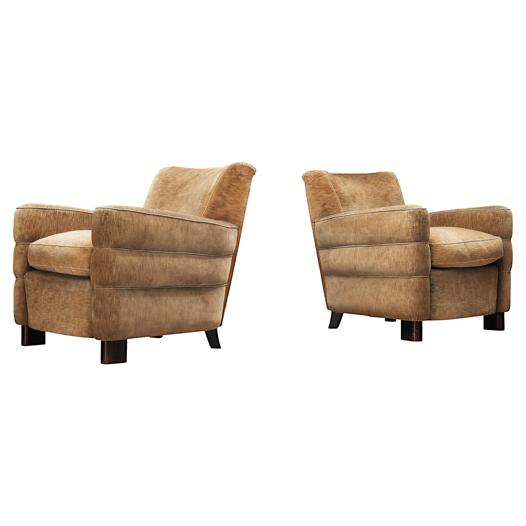 Guglielmo Ulrich Art Deco Lounge Chairs in Beige Upholstery