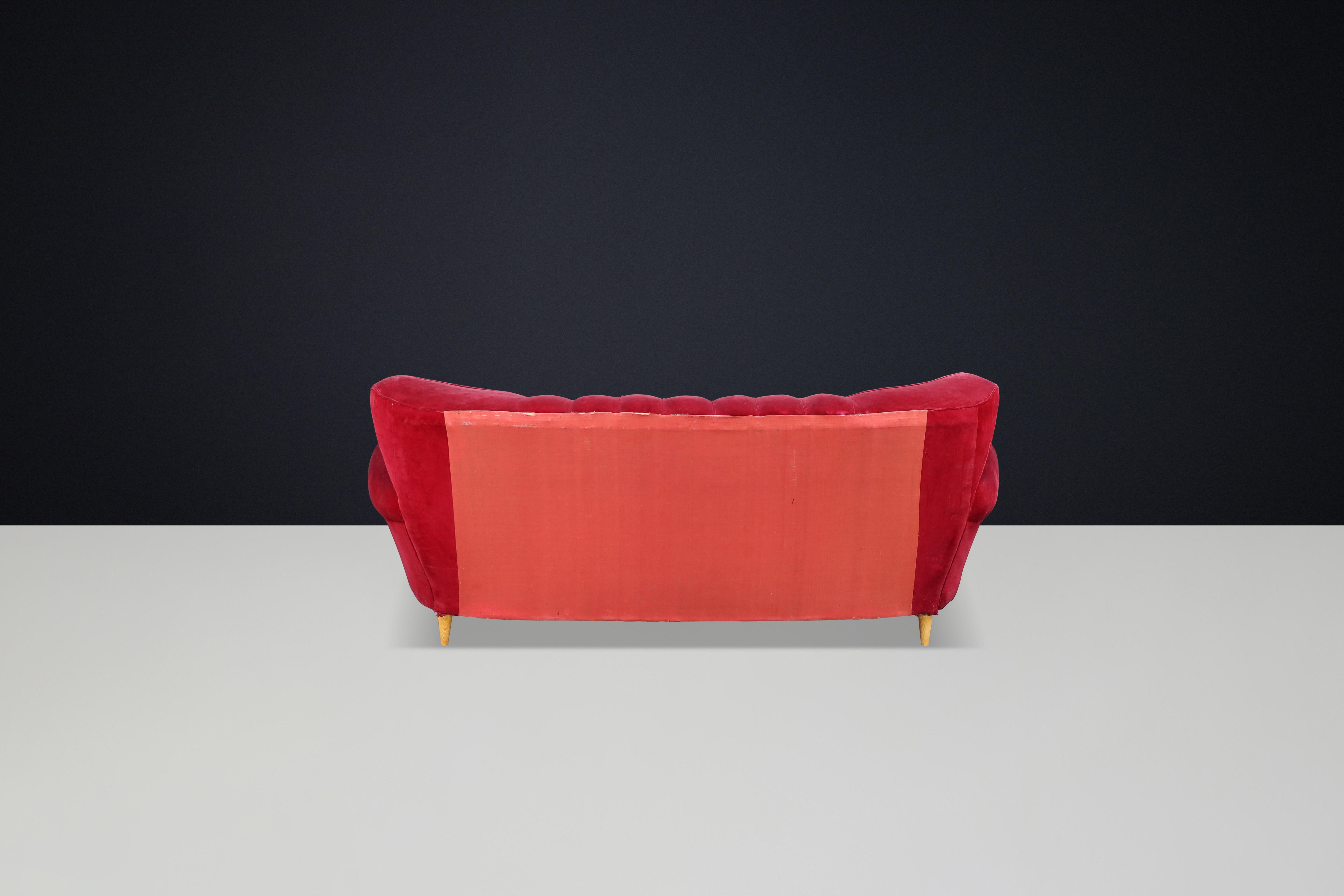 Canapé Art Déco de Guglielmo Ulrich en tissu de velours original, Italie, années 1930 en vente 3