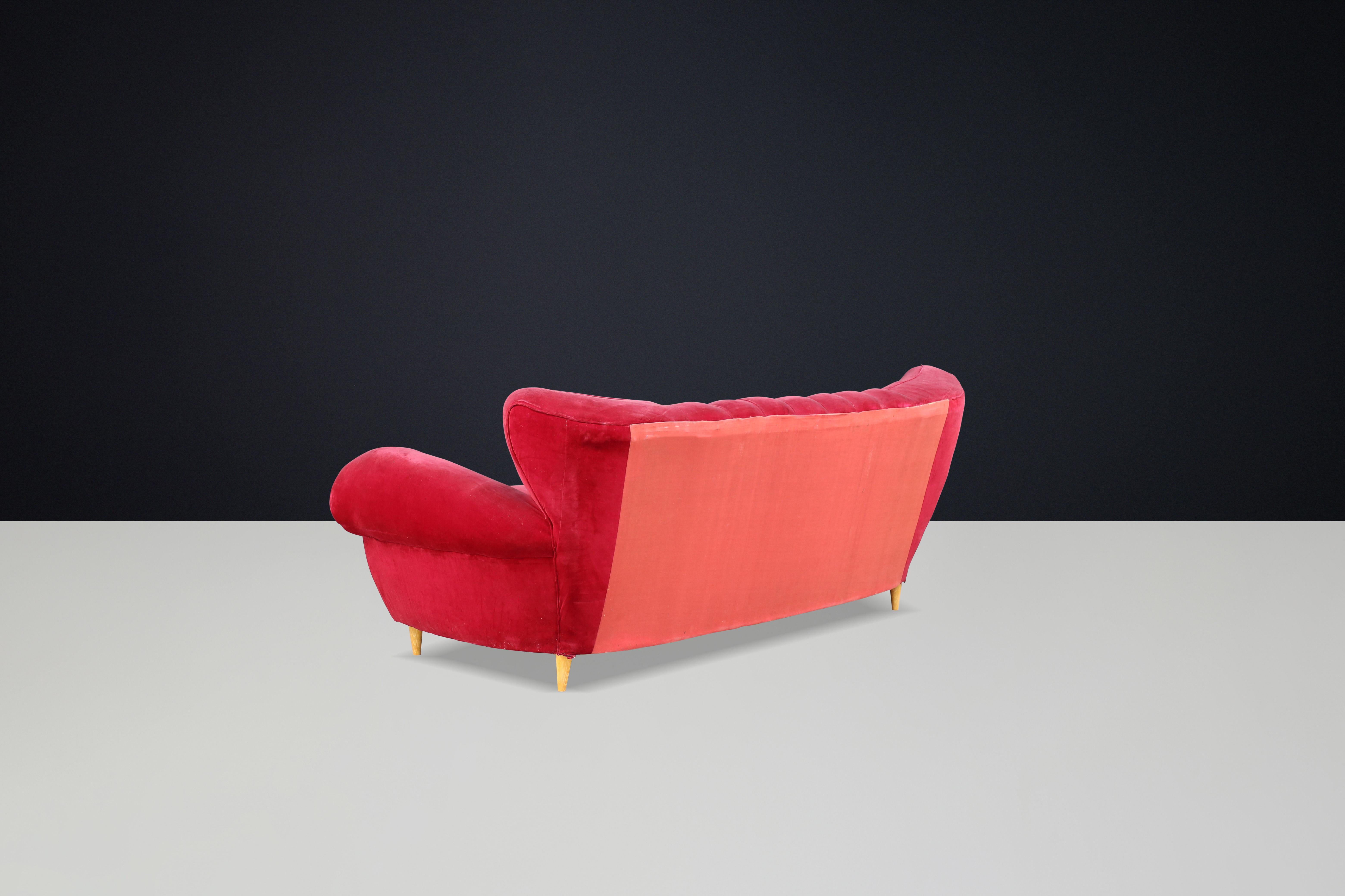 Canapé Art Déco de Guglielmo Ulrich en tissu de velours original, Italie, années 1930 en vente 4