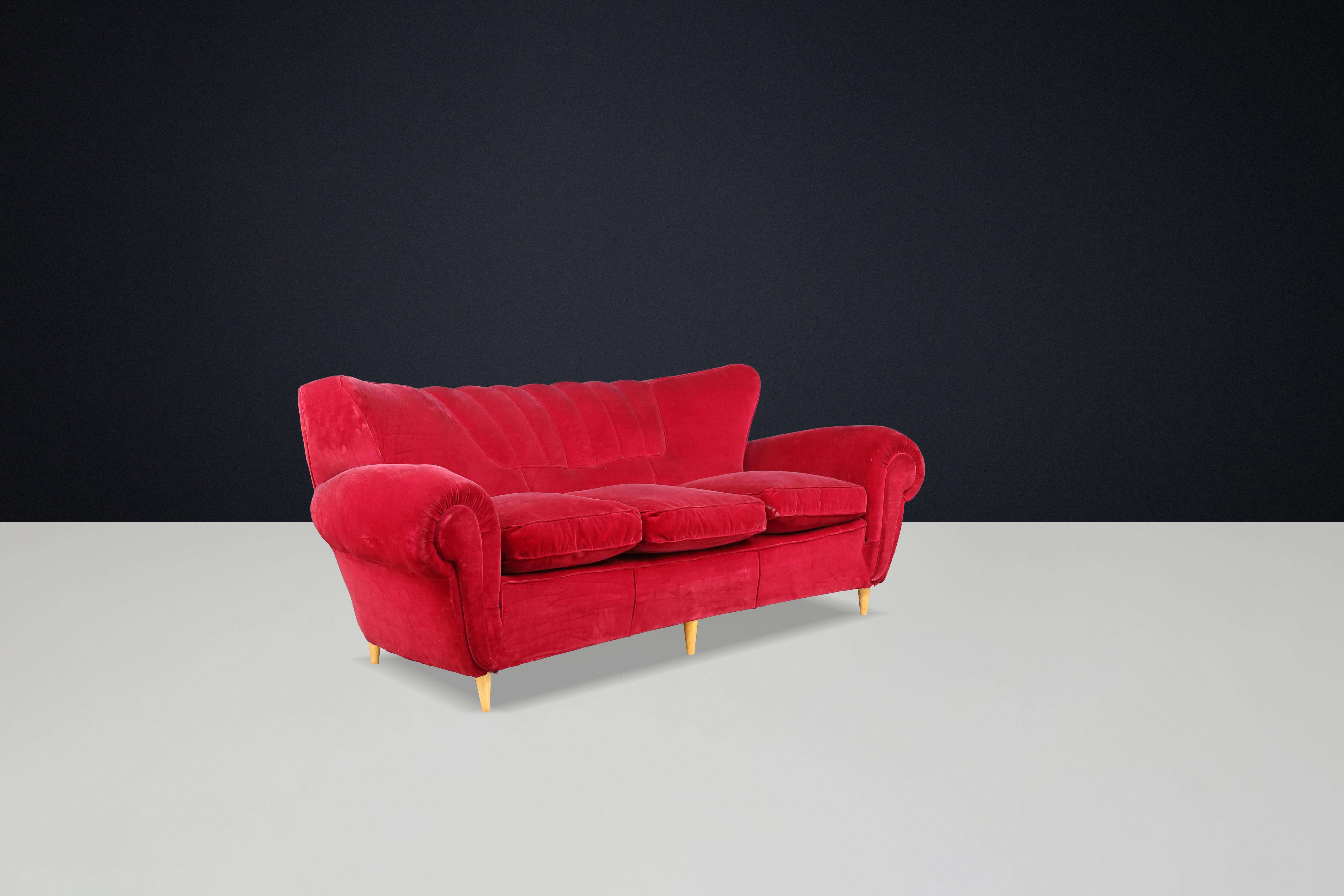 Canapé Art Déco de Guglielmo Ulrich en tissu de velours original, Italie, années 1930 en vente 1
