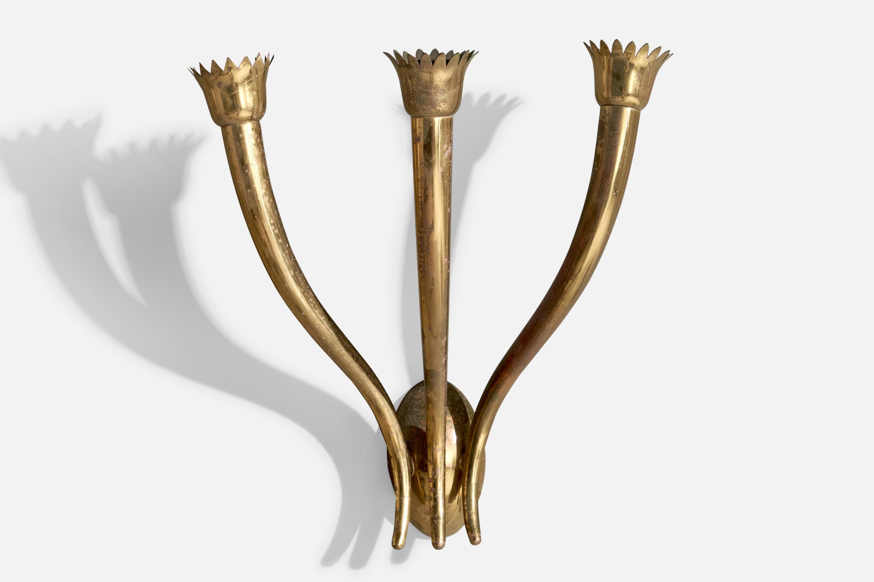 Atribución Guglielmo Ulrich, Apliques de pared, Latón, Tela, Italia, Década de 1940 en venta 3