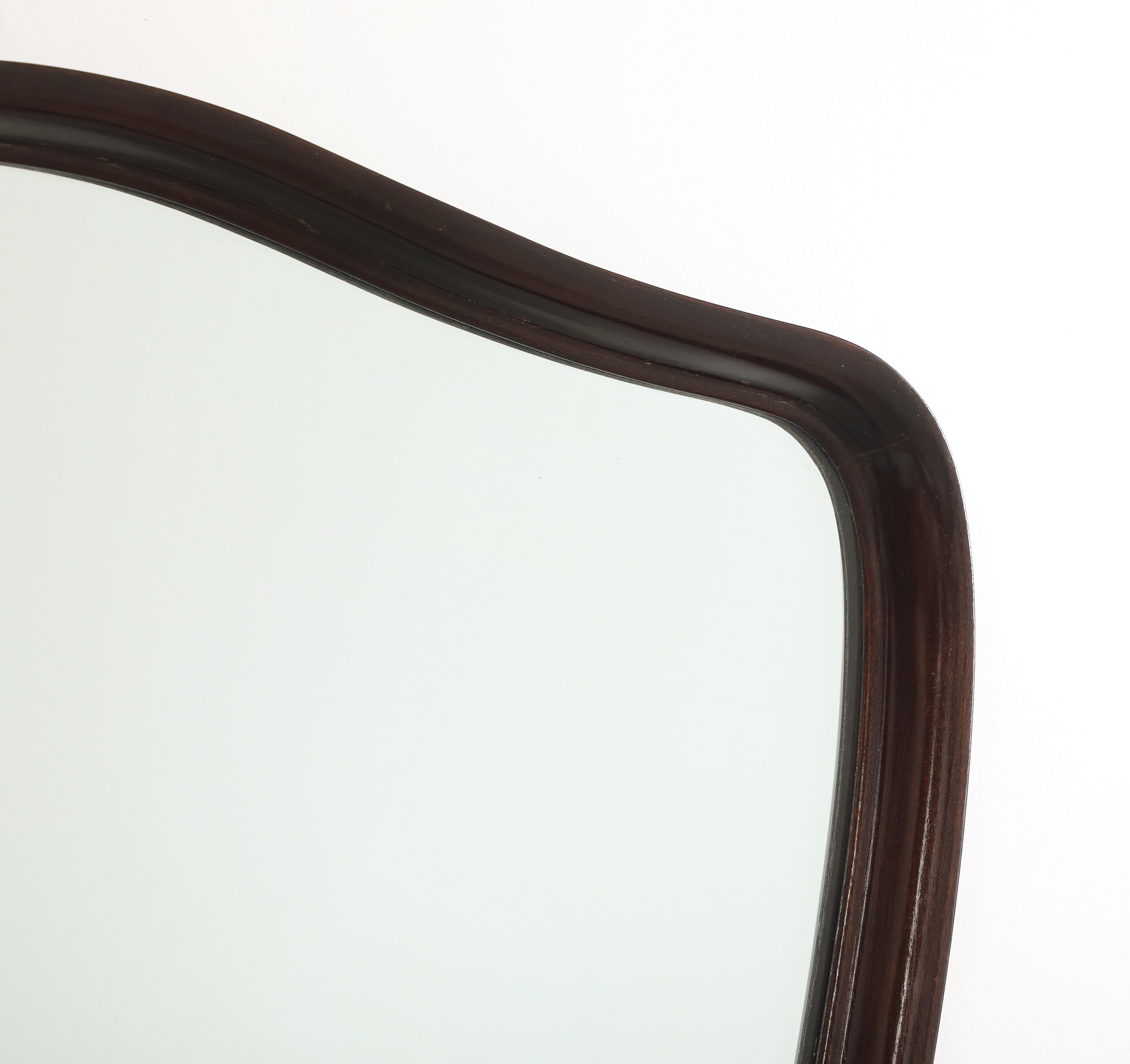 Mid-20th Century Guglielmo Ulrich Att. Carved Walnut Wall Mirror, Italy, circa 1940 For Sale
