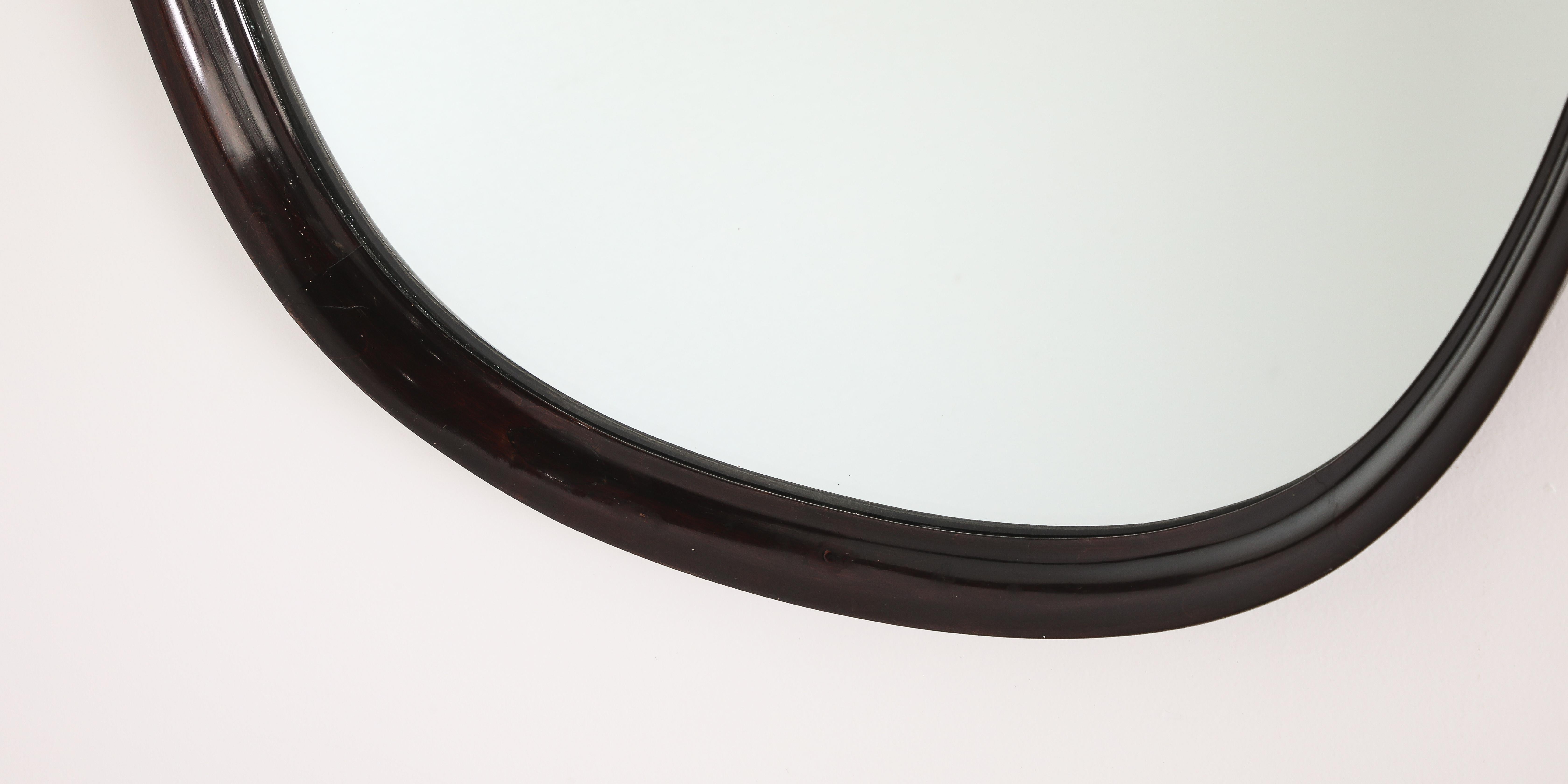 Glass Guglielmo Ulrich Att. Carved Walnut Wall Mirror, Italy, circa 1940 For Sale