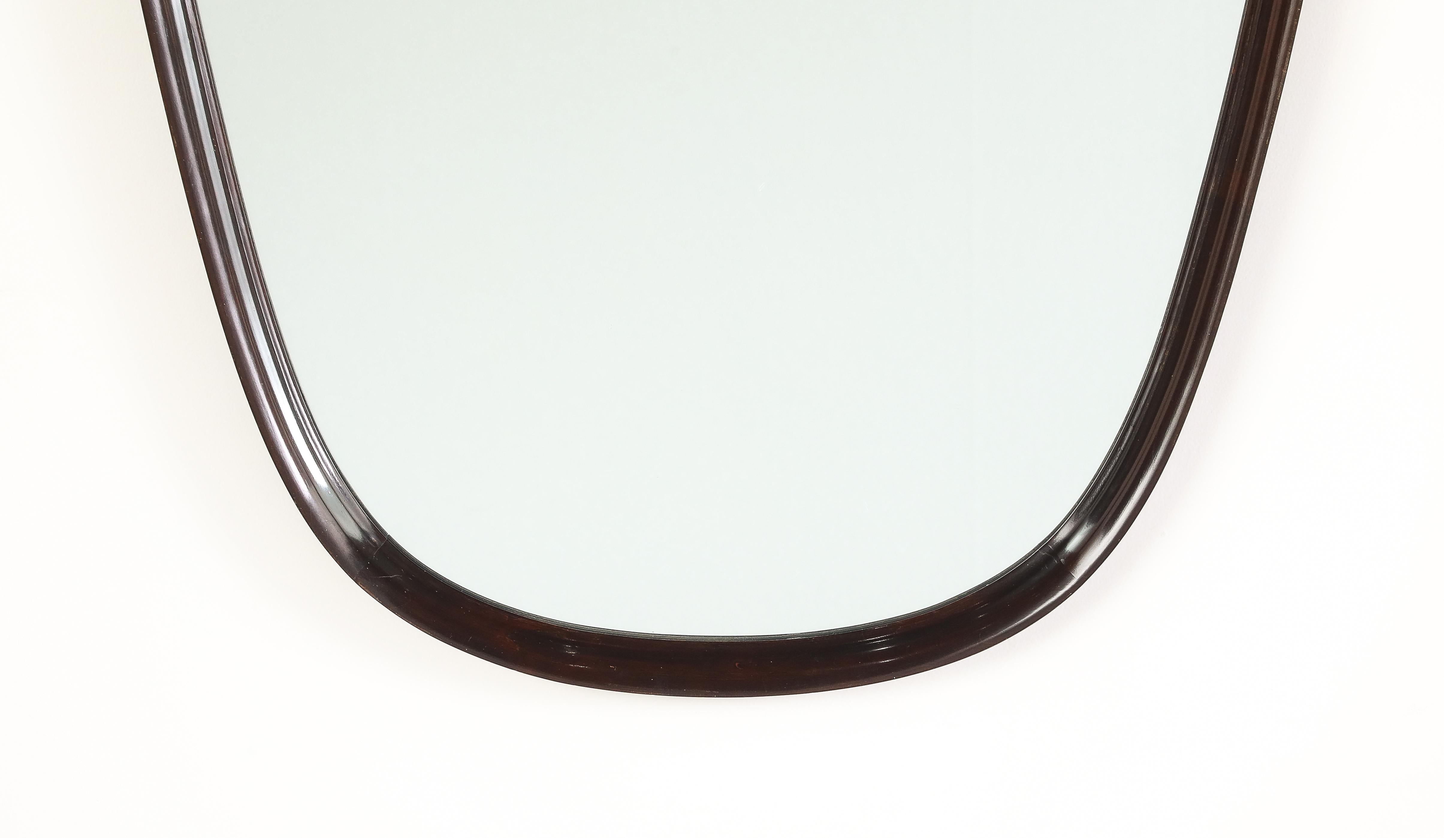 Guglielmo Ulrich Att. Carved Walnut Wall Mirror, Italy, circa 1940 For Sale 1