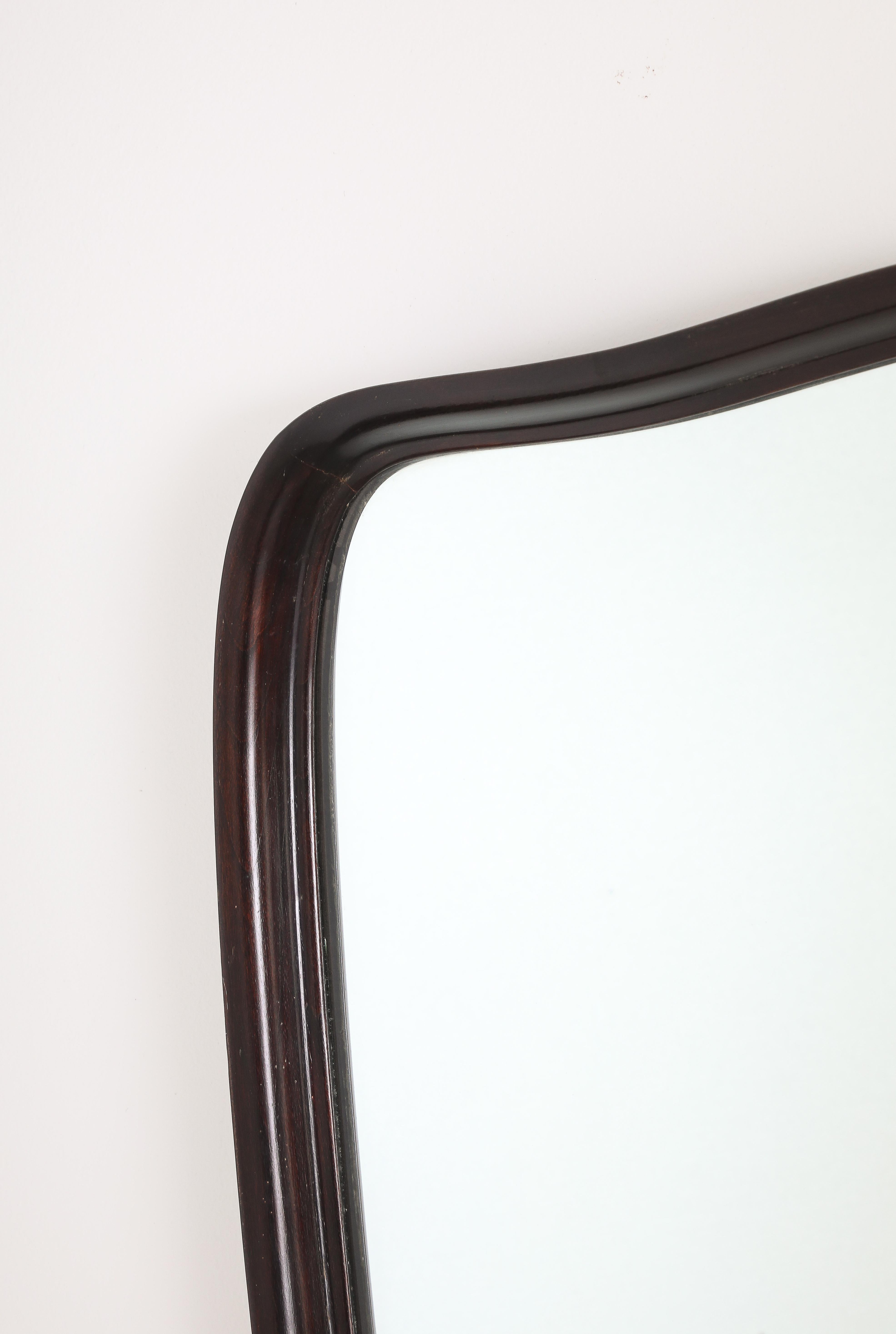 Guglielmo Ulrich Att. Carved Walnut Wall Mirror, Italy, circa 1940 For Sale 2