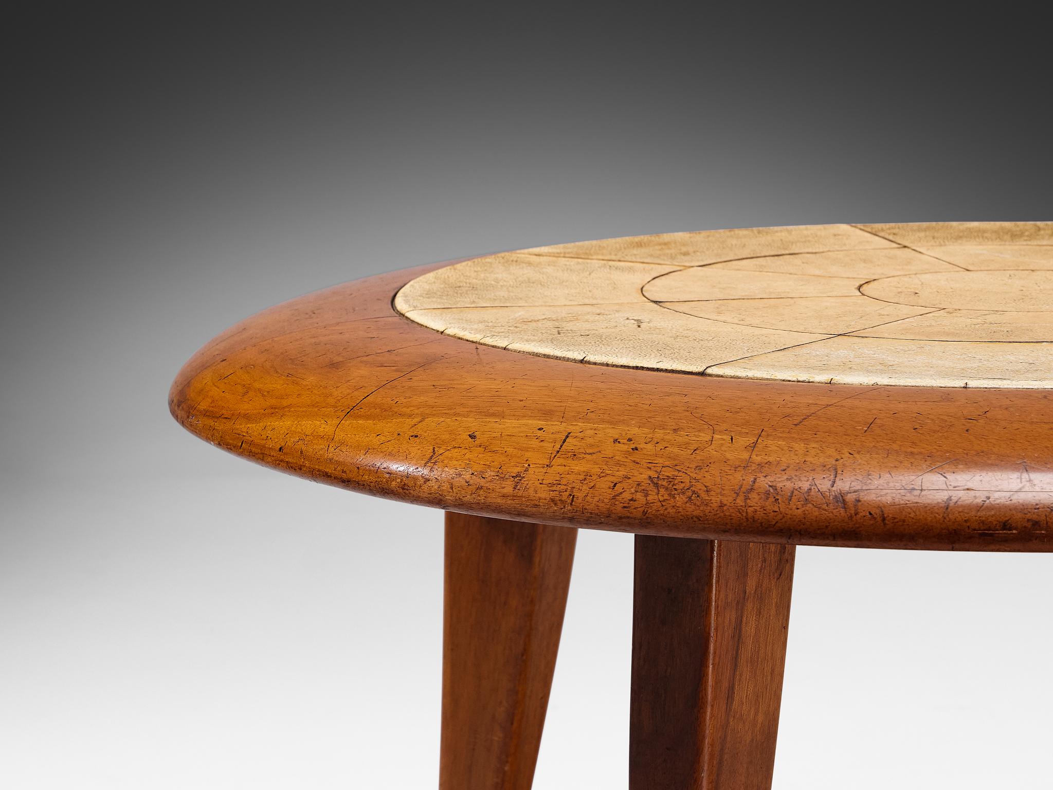 Mid-20th Century Guglielmo Ulrich Coffee Table in Parchment and Walnut  For Sale