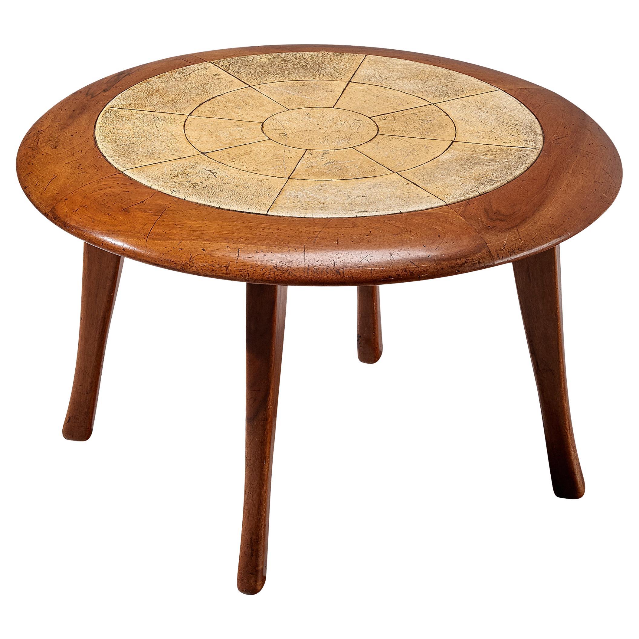 Guglielmo Ulrich Coffee Table in Parchment and Walnut  For Sale