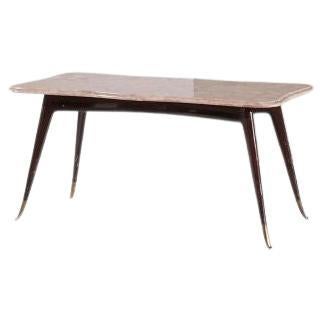 Guglielmo Ulrich Coffee Table in Stained Mahogany and Brass For Sale