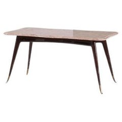 Vintage Guglielmo Ulrich Coffee Table in Stained Mahogany and Brass