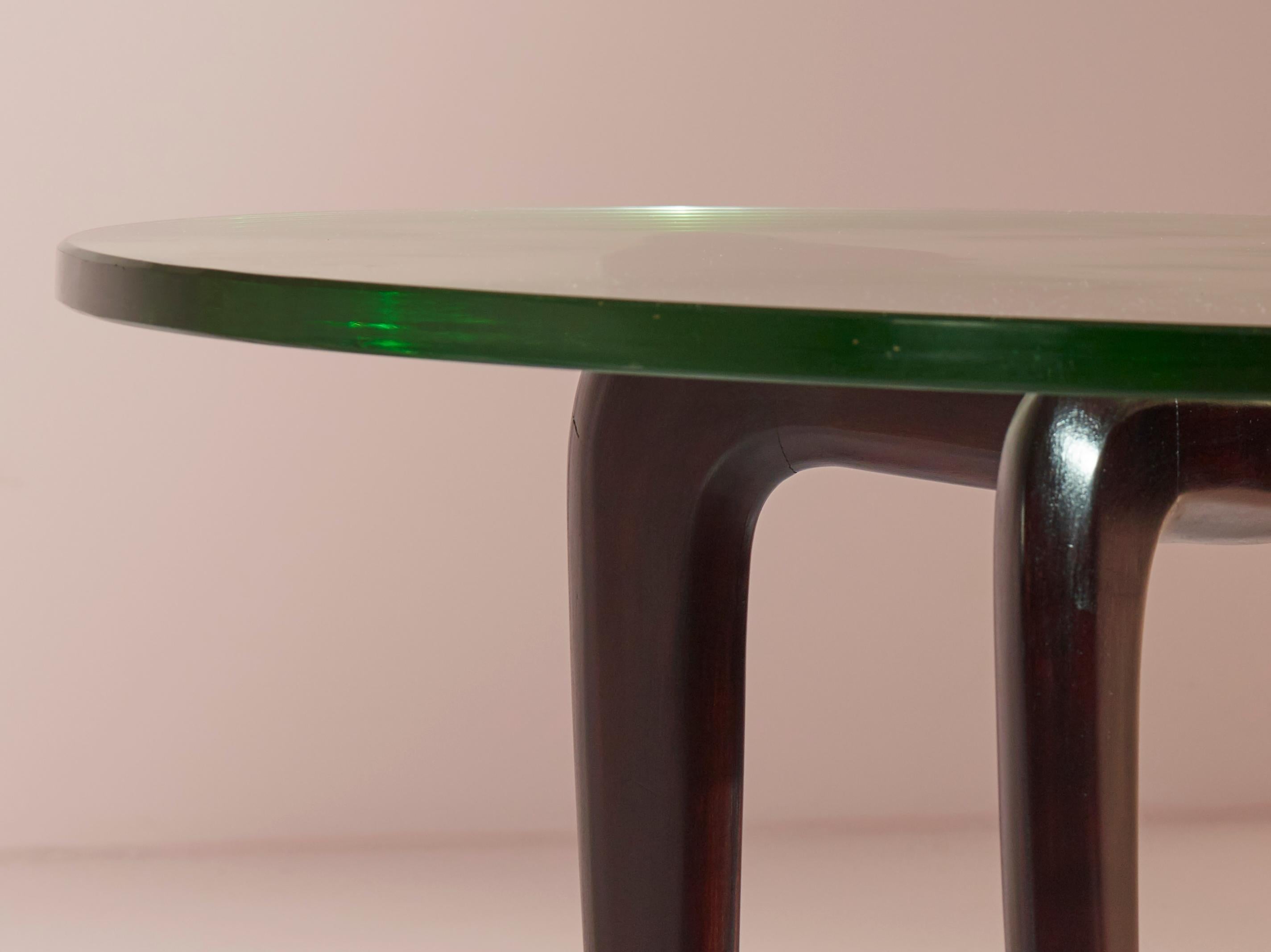 Glass Guglielmo Ulrich coffee table made of lacquered wood and glass, Italy, 1940s For Sale