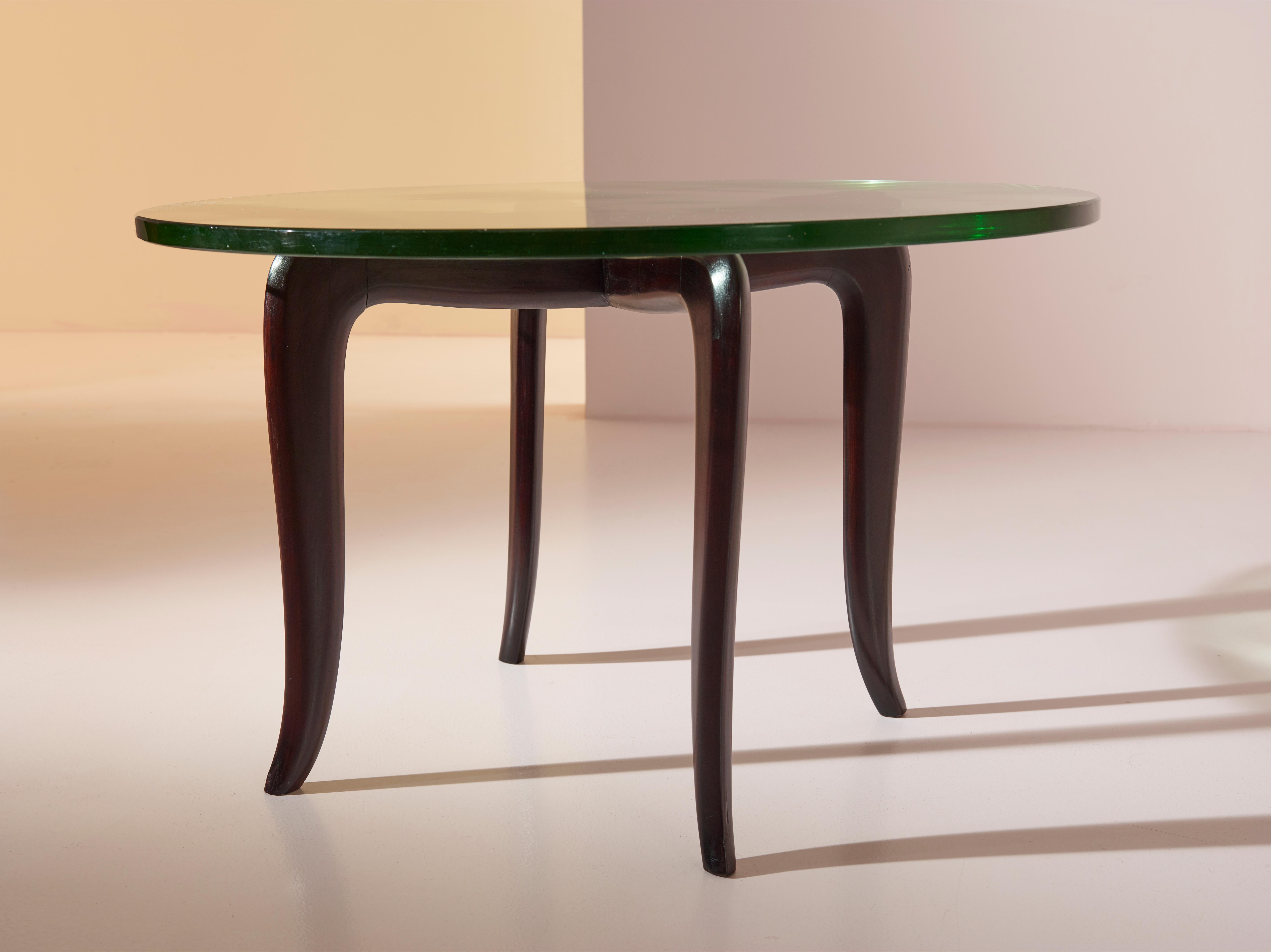 Guglielmo Ulrich coffee table made of lacquered wood and glass, Italy, 1940s For Sale 1