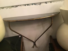 Guglielmo Ulrich Couple Consolle wall Brass Opaline Glass 1945 Italy